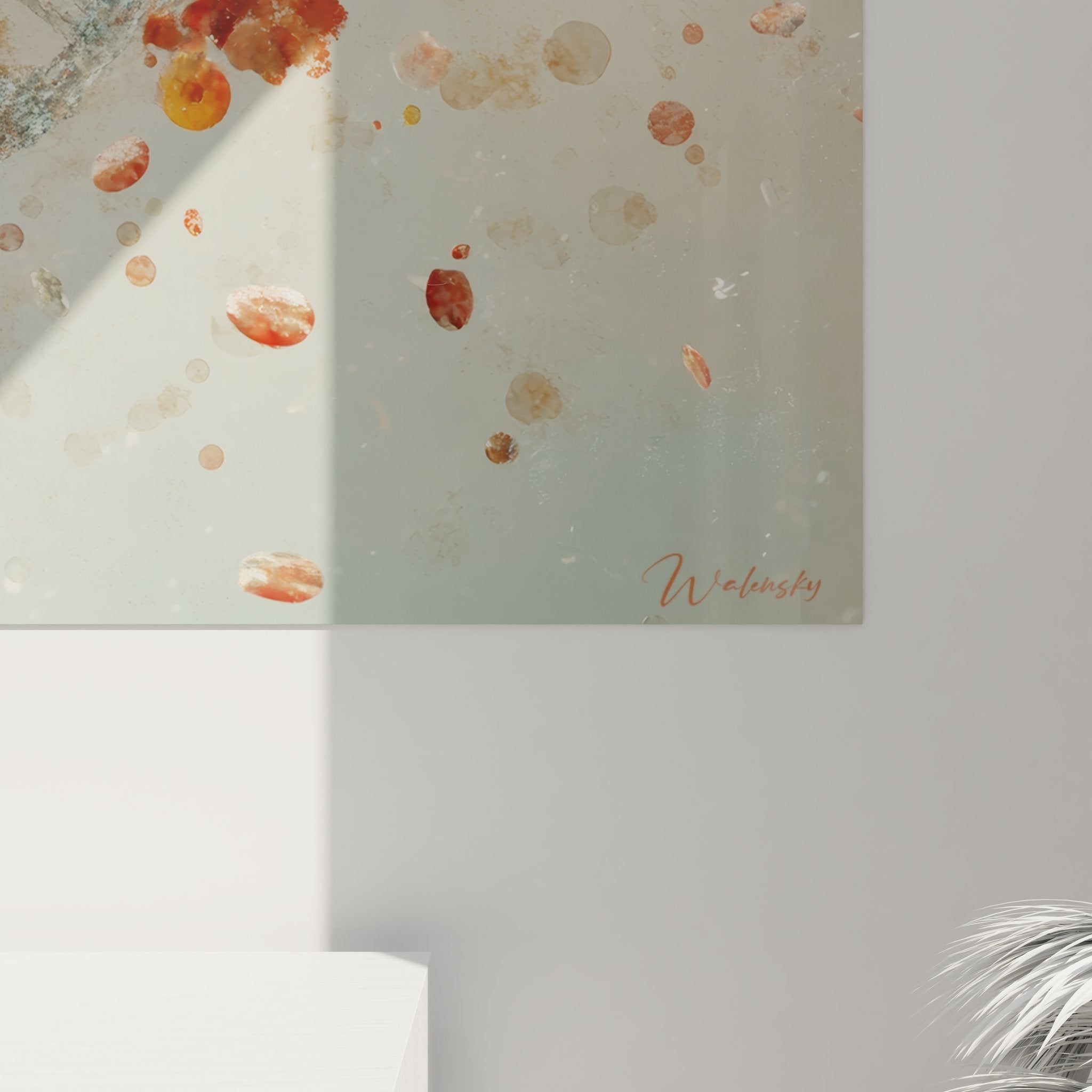 Vue d'ensemble du tableau mural ADN abstrait dans son environnement décoratif complet