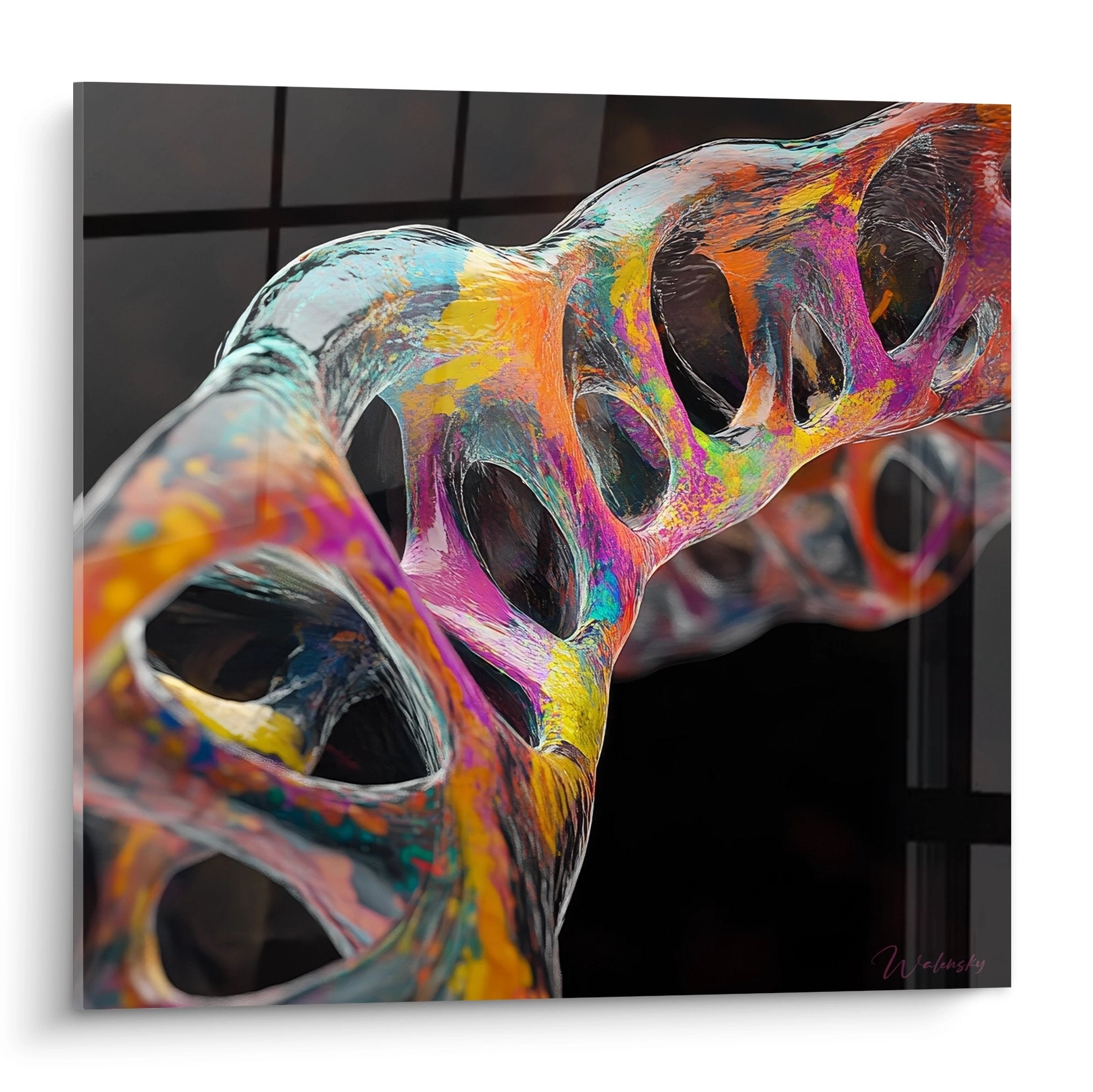 Tableau mural ADN coloré représentant une double hélice génétique aux couleurs vibrantes et artistiques