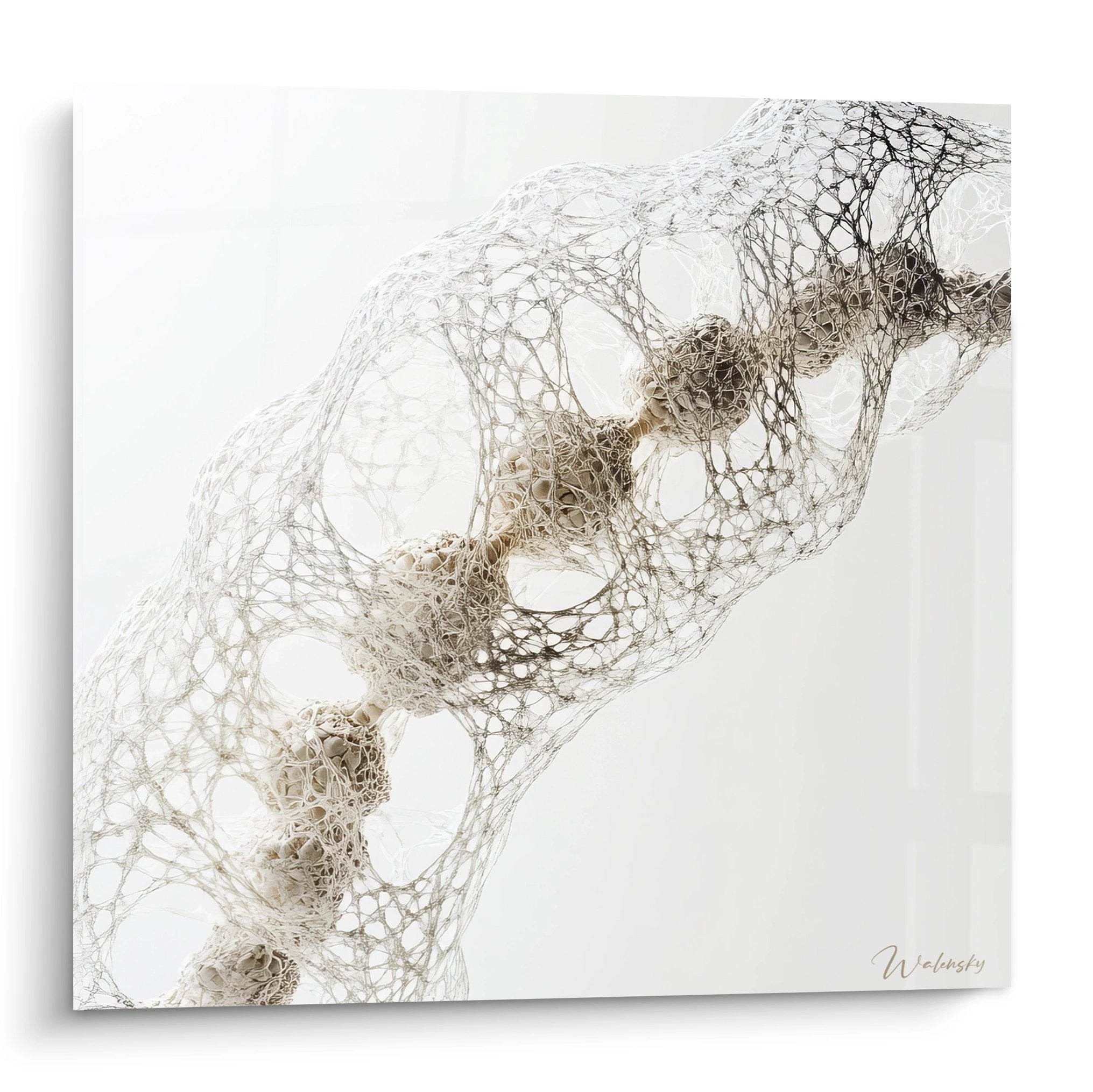 Tableau mural ADN structure moléculaire beige sur fond blanc art scientifique moderne