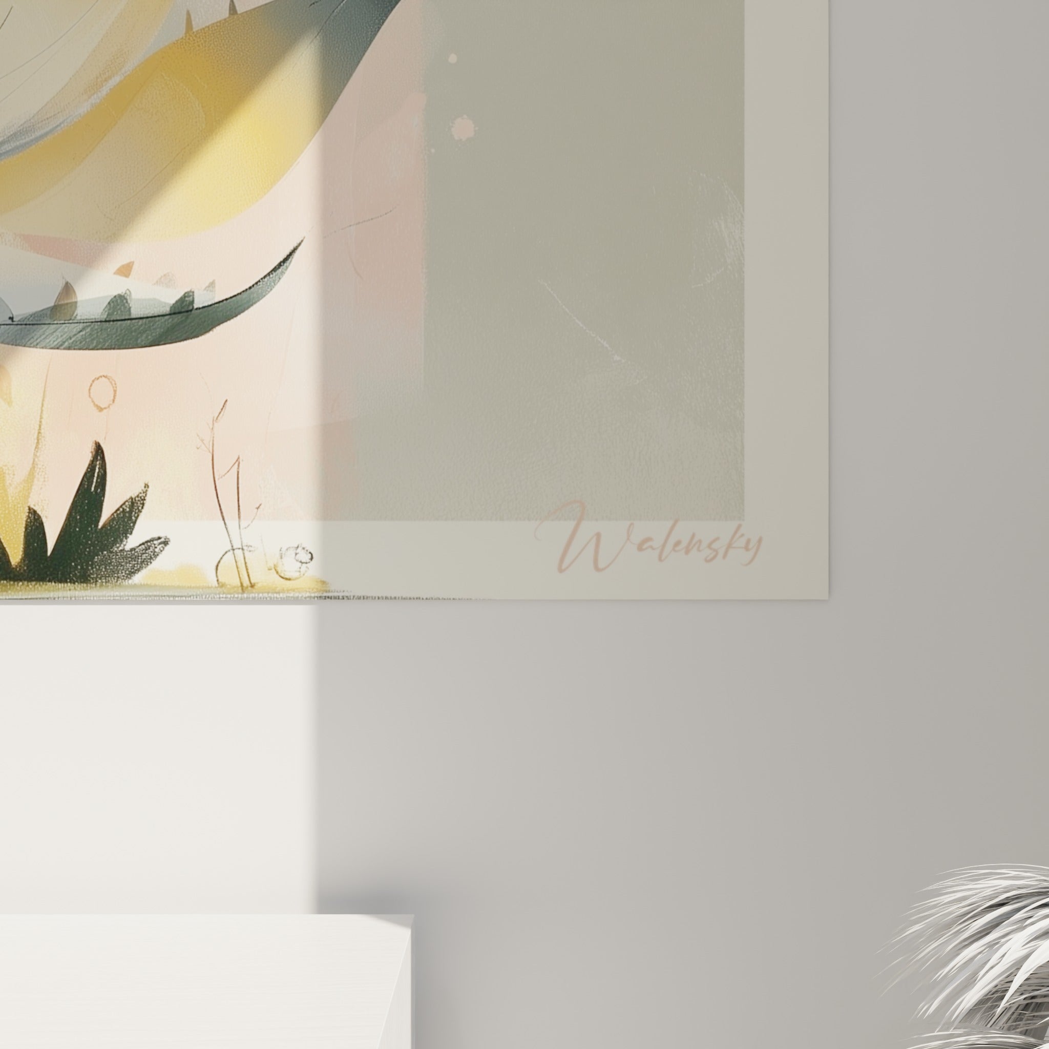 Détail des nervures fines et du dégradé doré sur les feuilles bleu-gris de cette œuvre d'aloe vera.