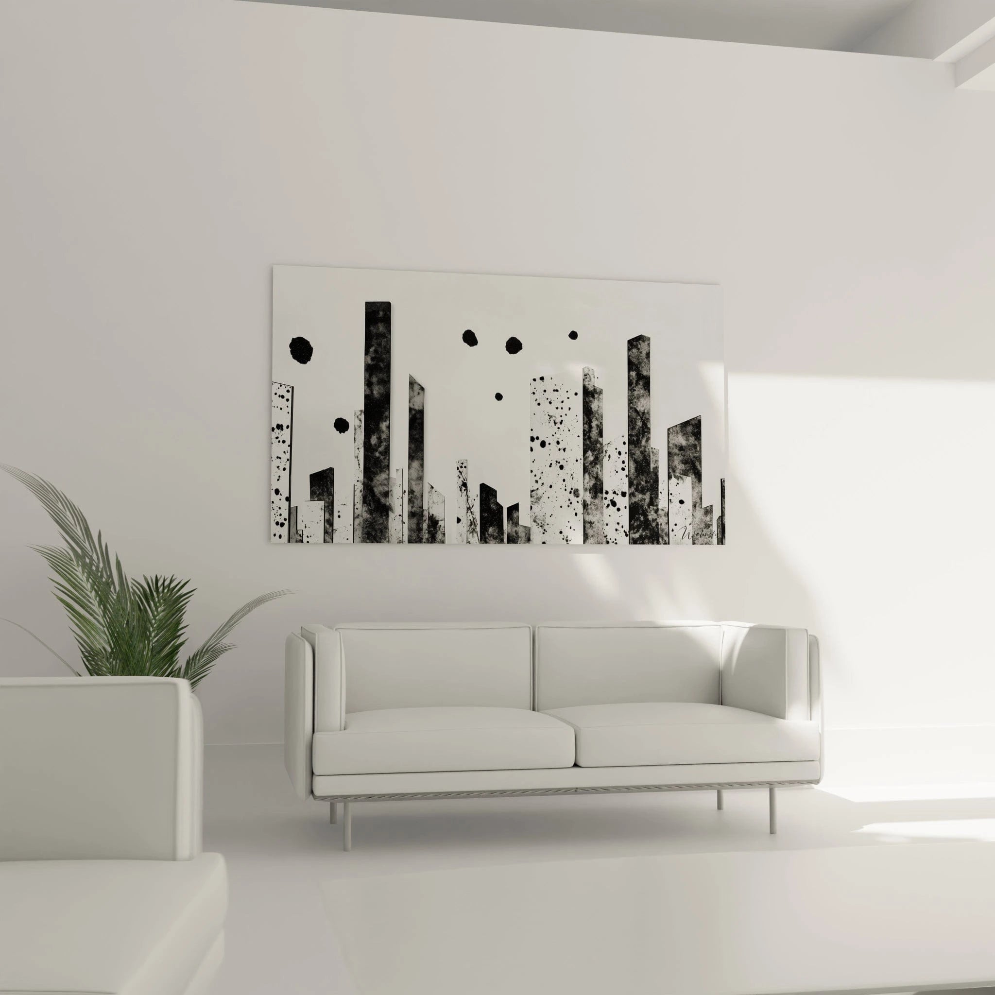 Tableau tacheté noir et blanc de Walensky pour une décoration murale moderne et artistique