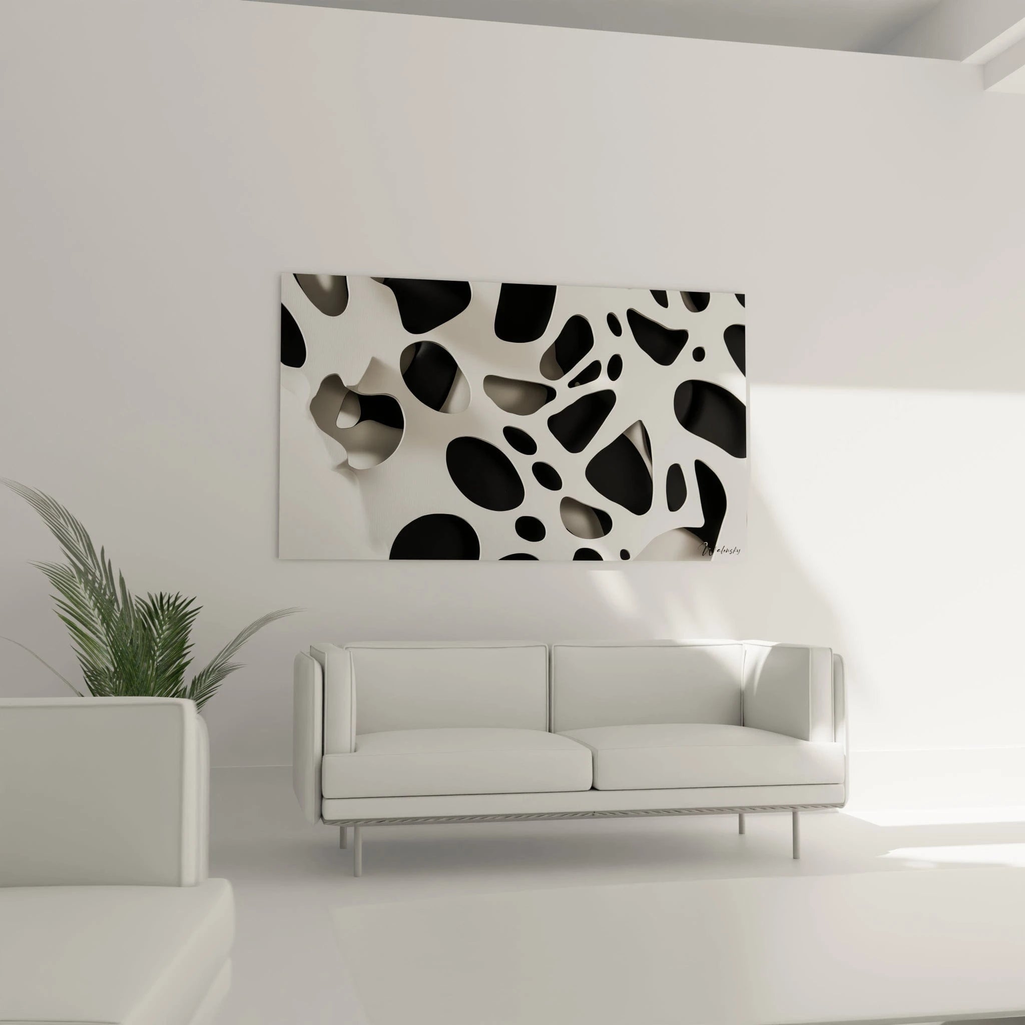 Tableau tacheté noir et blanc de Walensky pour une décoration murale moderne