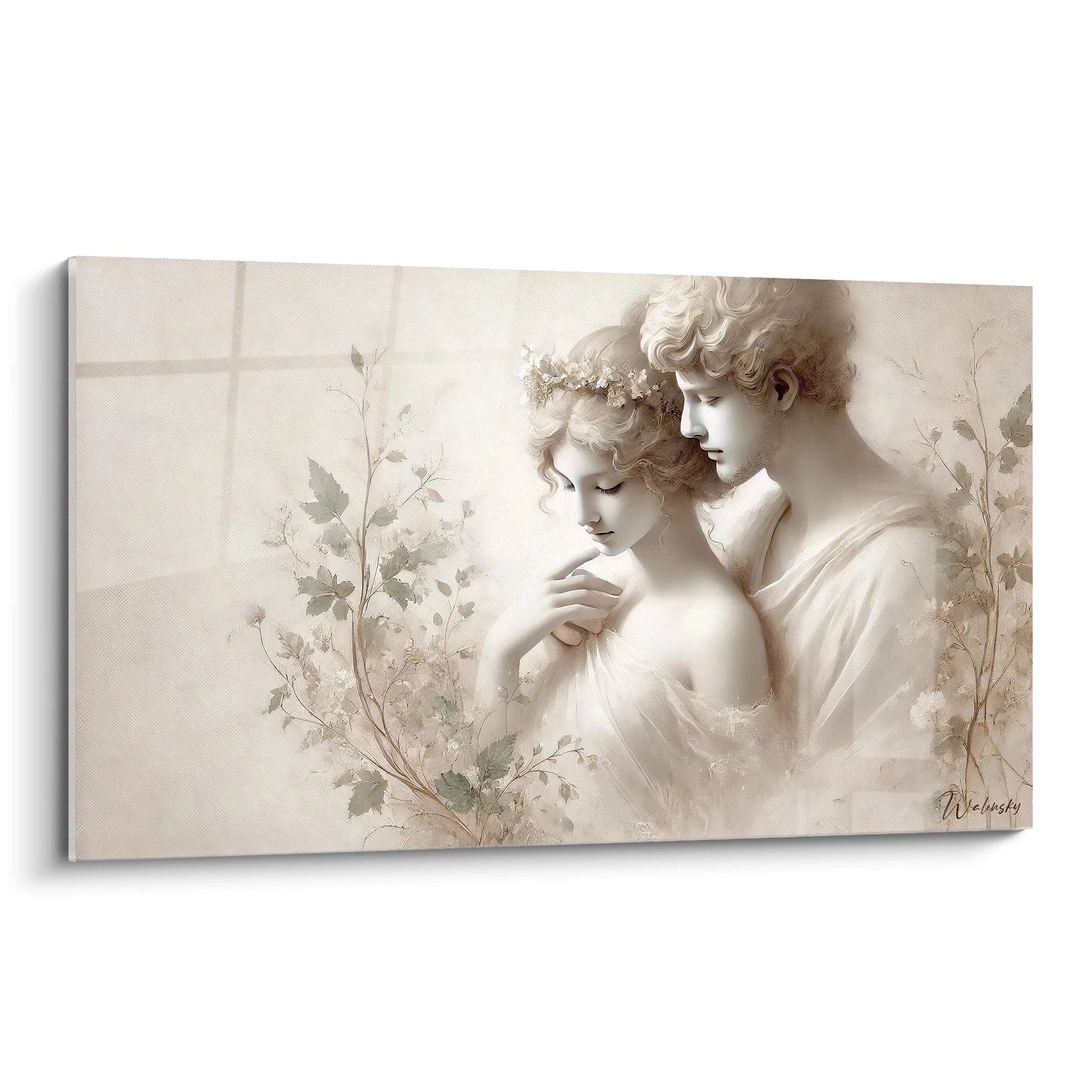 Admirez ce tableau couple vu de biais, une ode a l'amour et a la serenite, parfait pour sublimer votre interieur avec douceur et poesie.