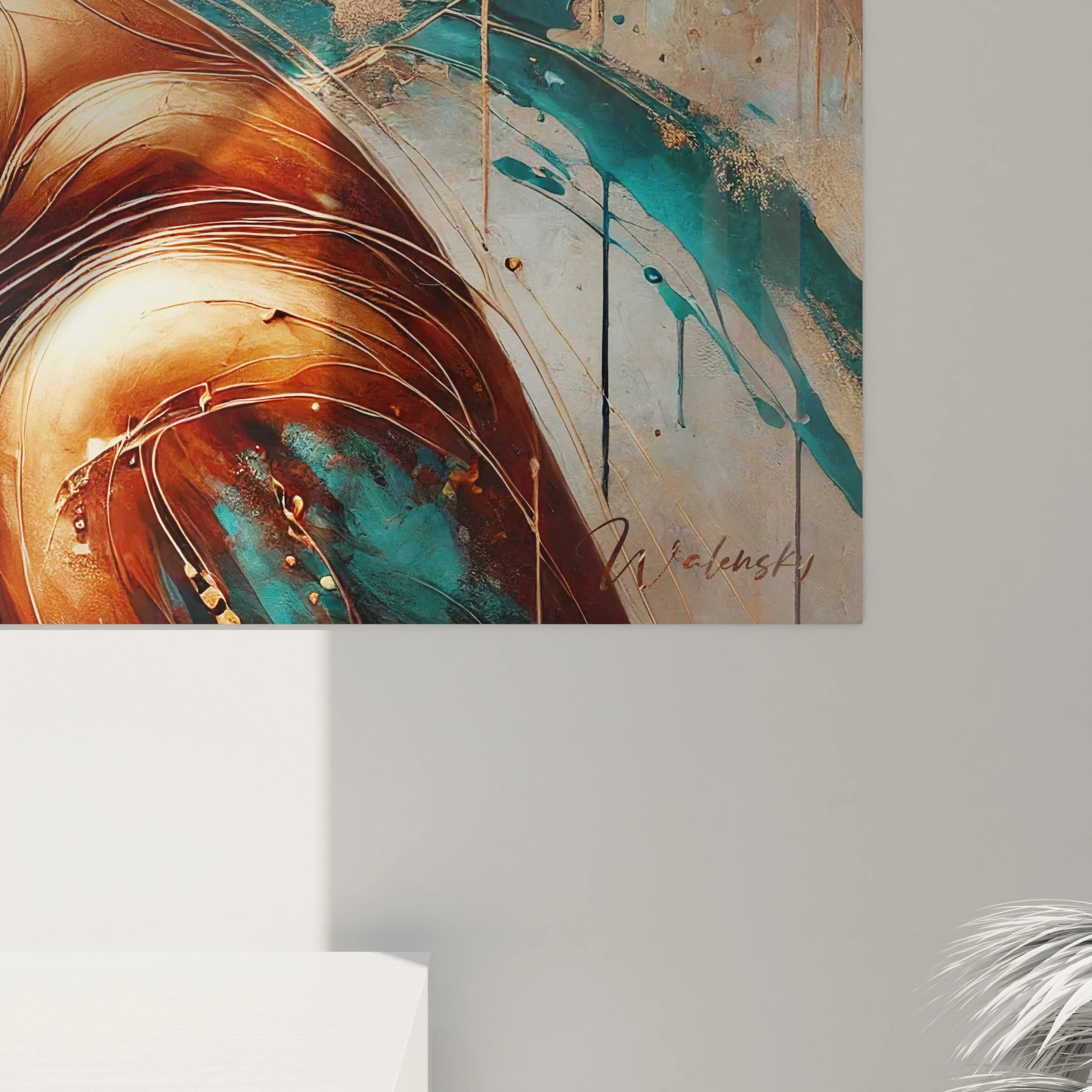 vue de pres ce tableau kangourou révèle la finesse de ses détails stylisés et l'énergie brute des éclaboussures de couleurs un mélange harmonieux entre mouvement fluidité et puissance