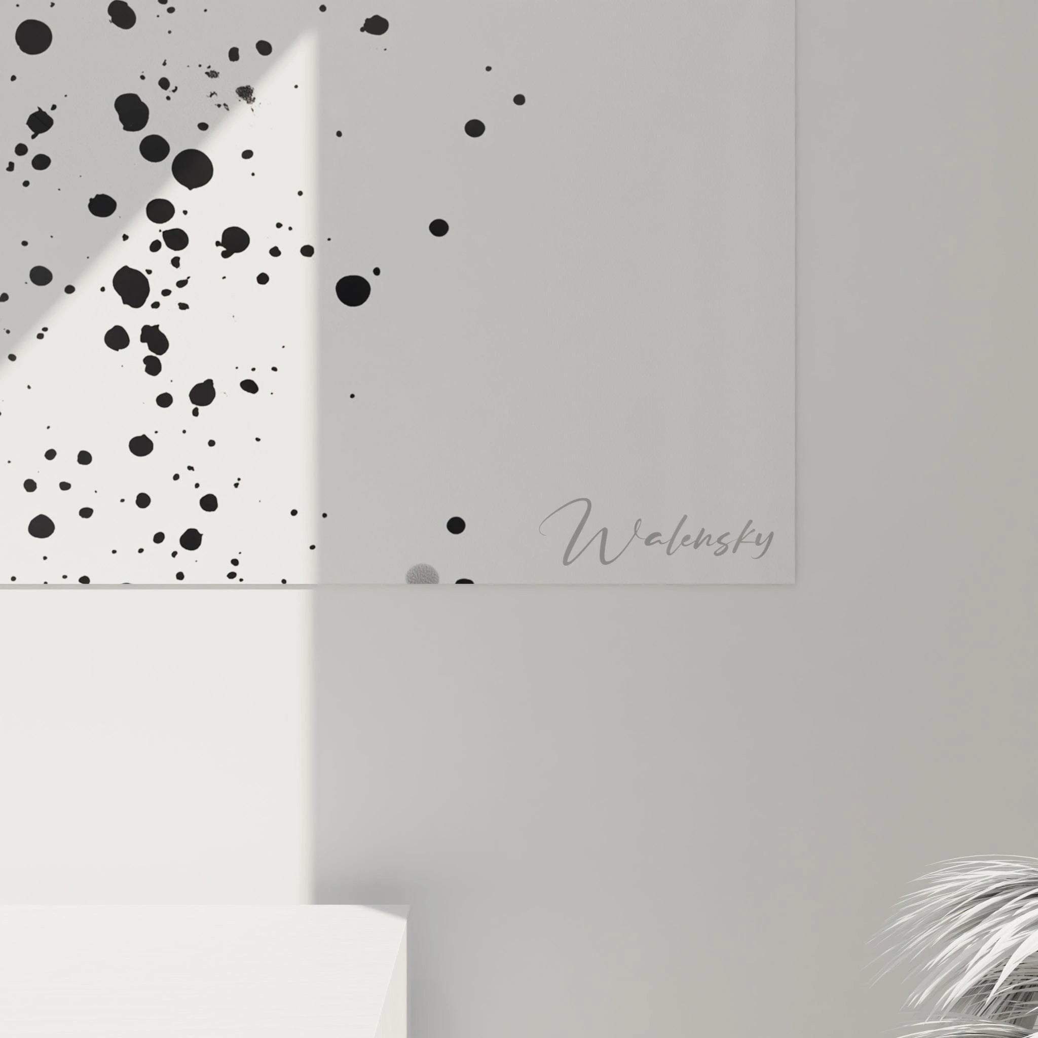 Tableau tacheté noir et blanc de Walensky avec des éclaboussures artistiques modernes