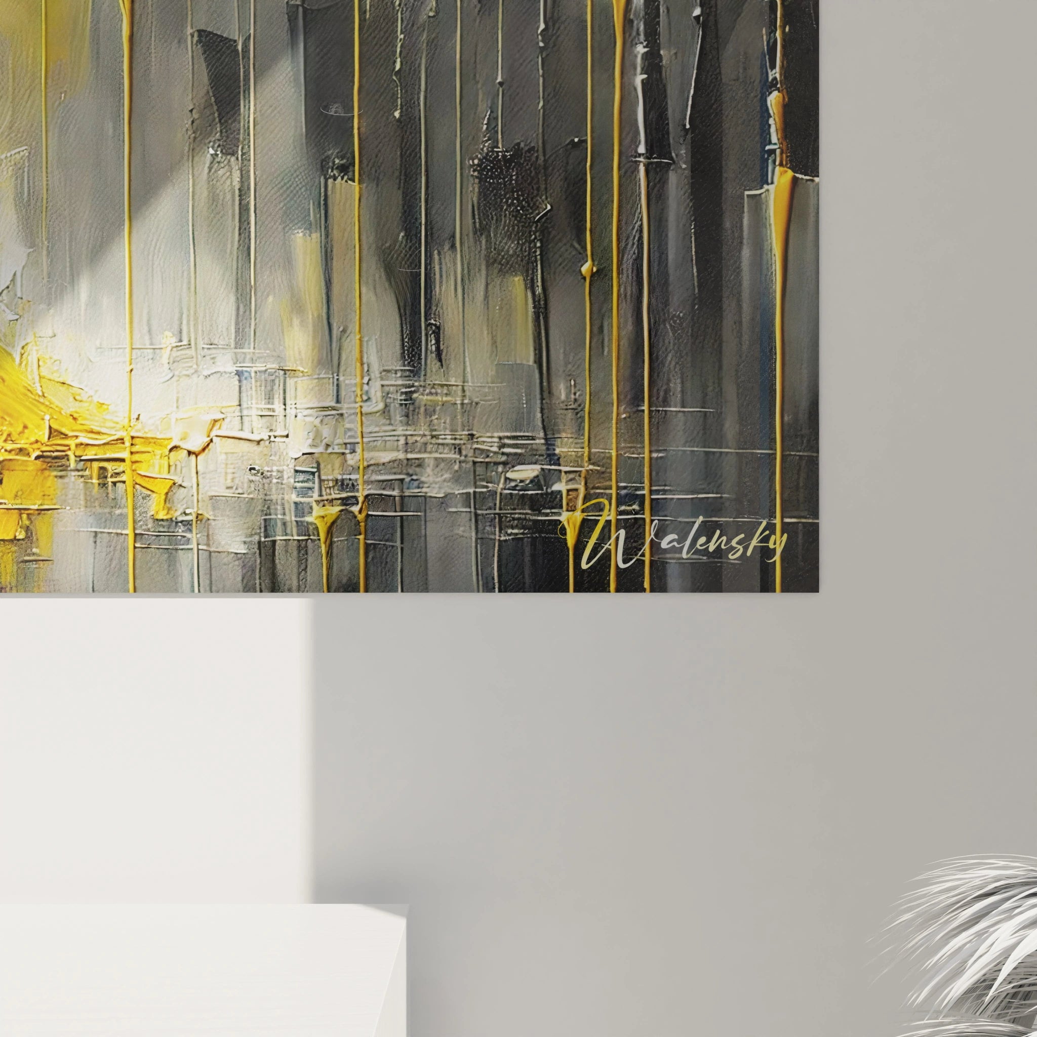 Vue rapprochée de ce tableau romantique, une texture riche et des contrastes saisissants qui capturent l'intensité de l'amour sous la pluie.