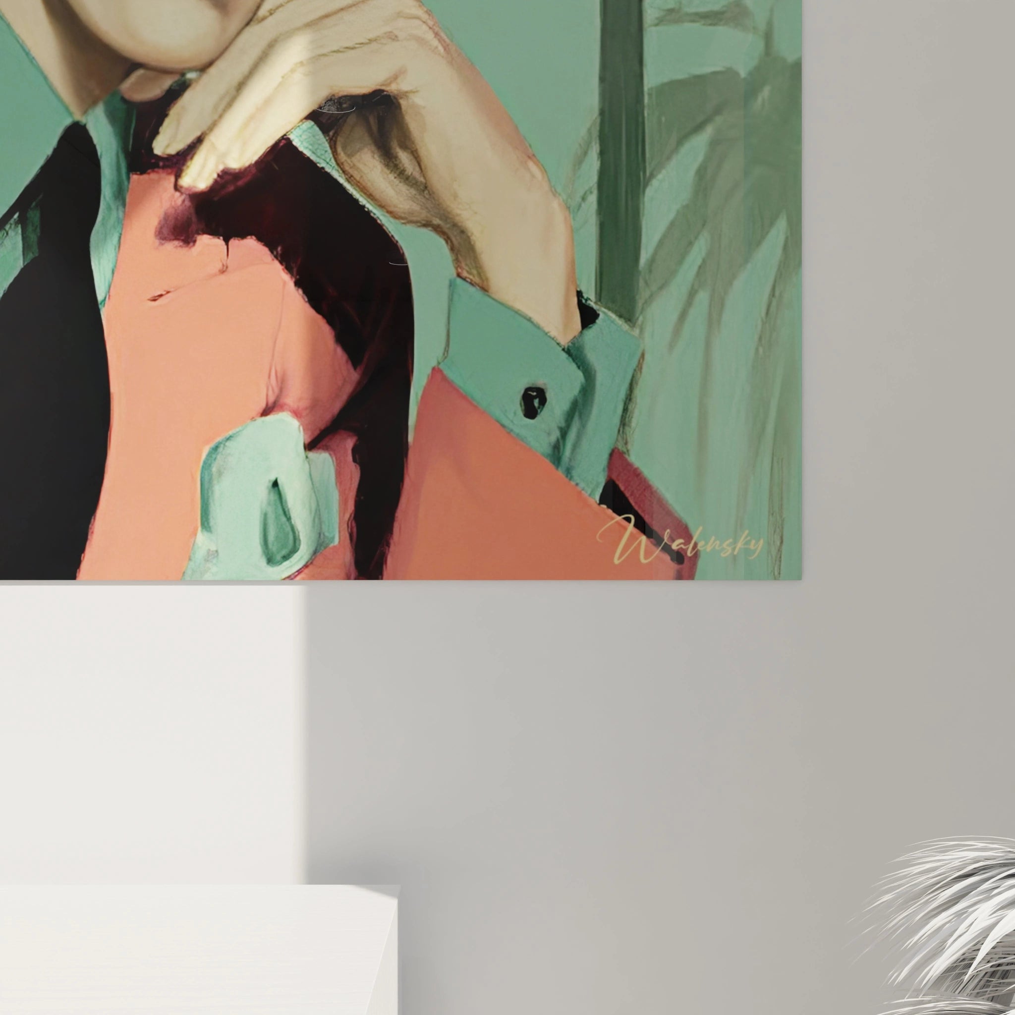 Tableau années 50 vintage de Walensky représentant une femme au style rétro