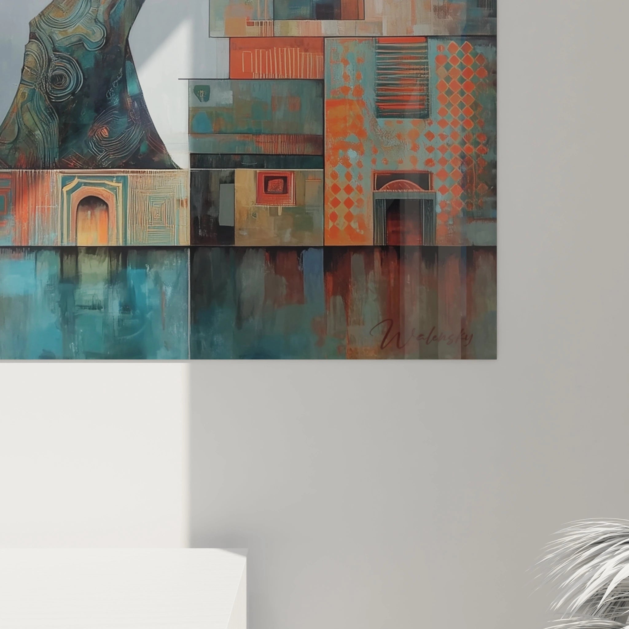 Tableau mural arbre baobab avec des couleurs vibrantes et un design moderne pour décoration intérieure