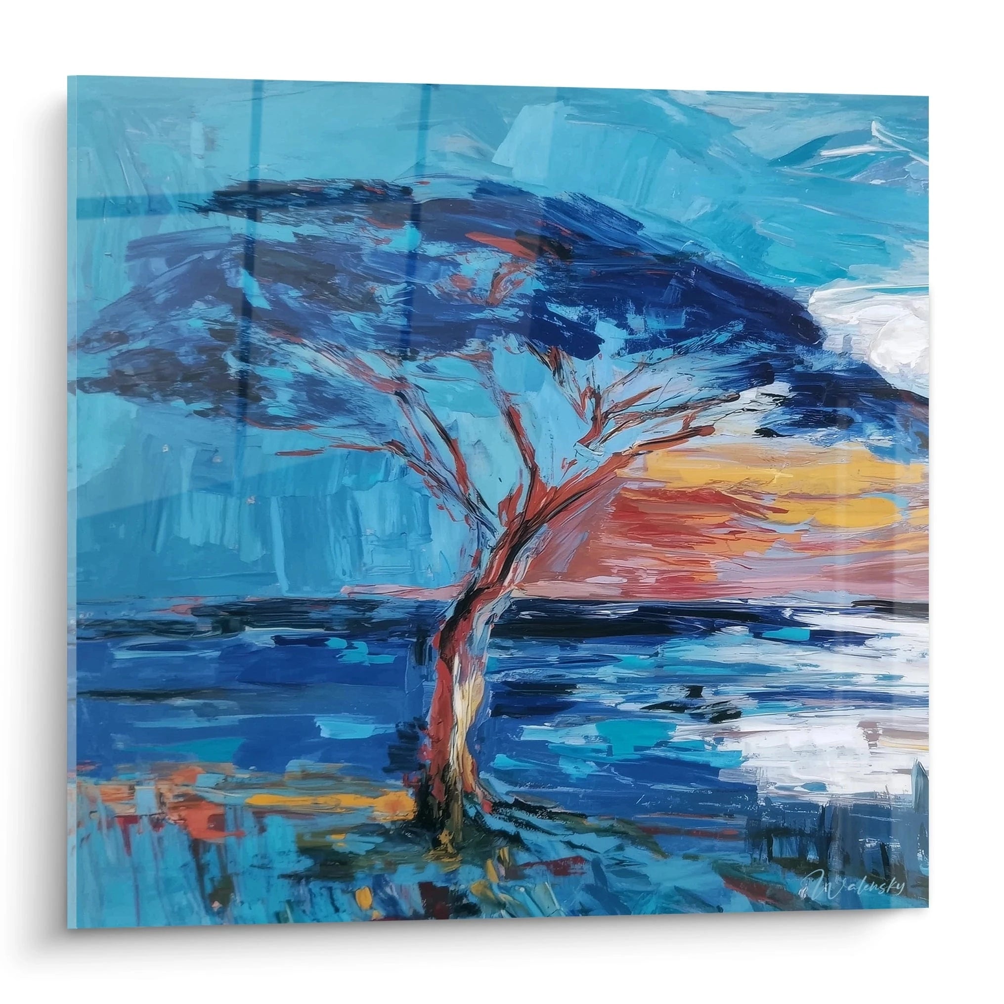 Tableau mural baobab africain moderne avec des couleurs vives et un paysage inspirant