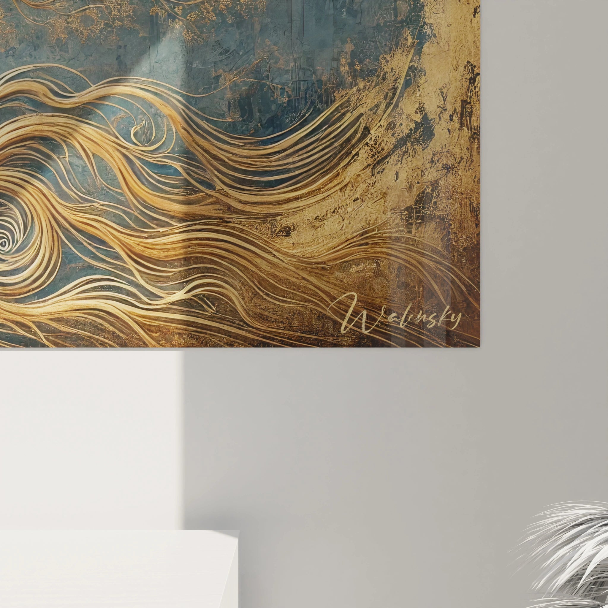 Une vue rapprochee de ce tableau Arbre de Vie met en avant les details dorees et les textures, refletant le cycle eternel de la nature.