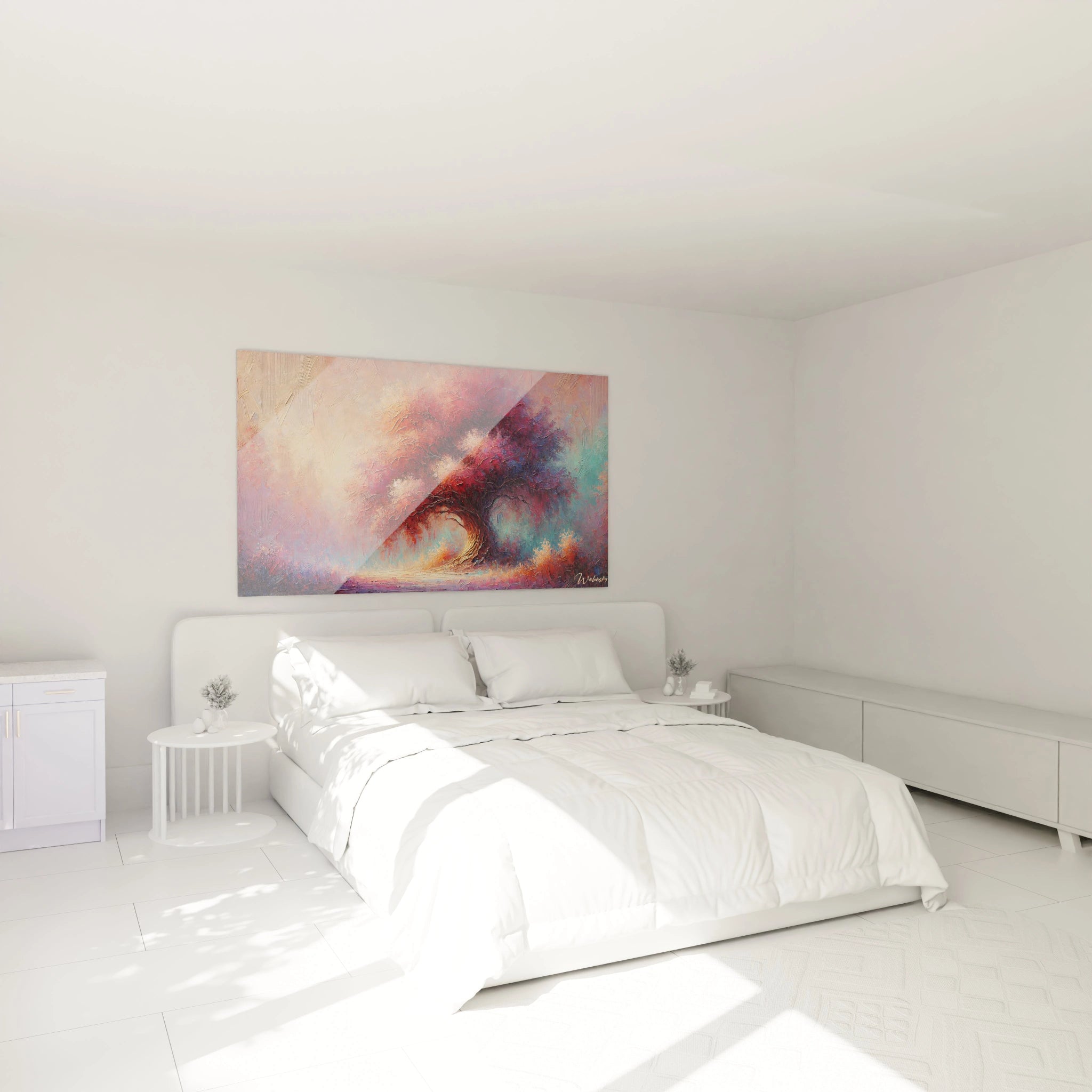 Sublimez votre chambre avec ce tableau arbre de vie. Suspendu au-dessus du lit, il crée une atmosphère paisible et connectée à la beauté de la nature.