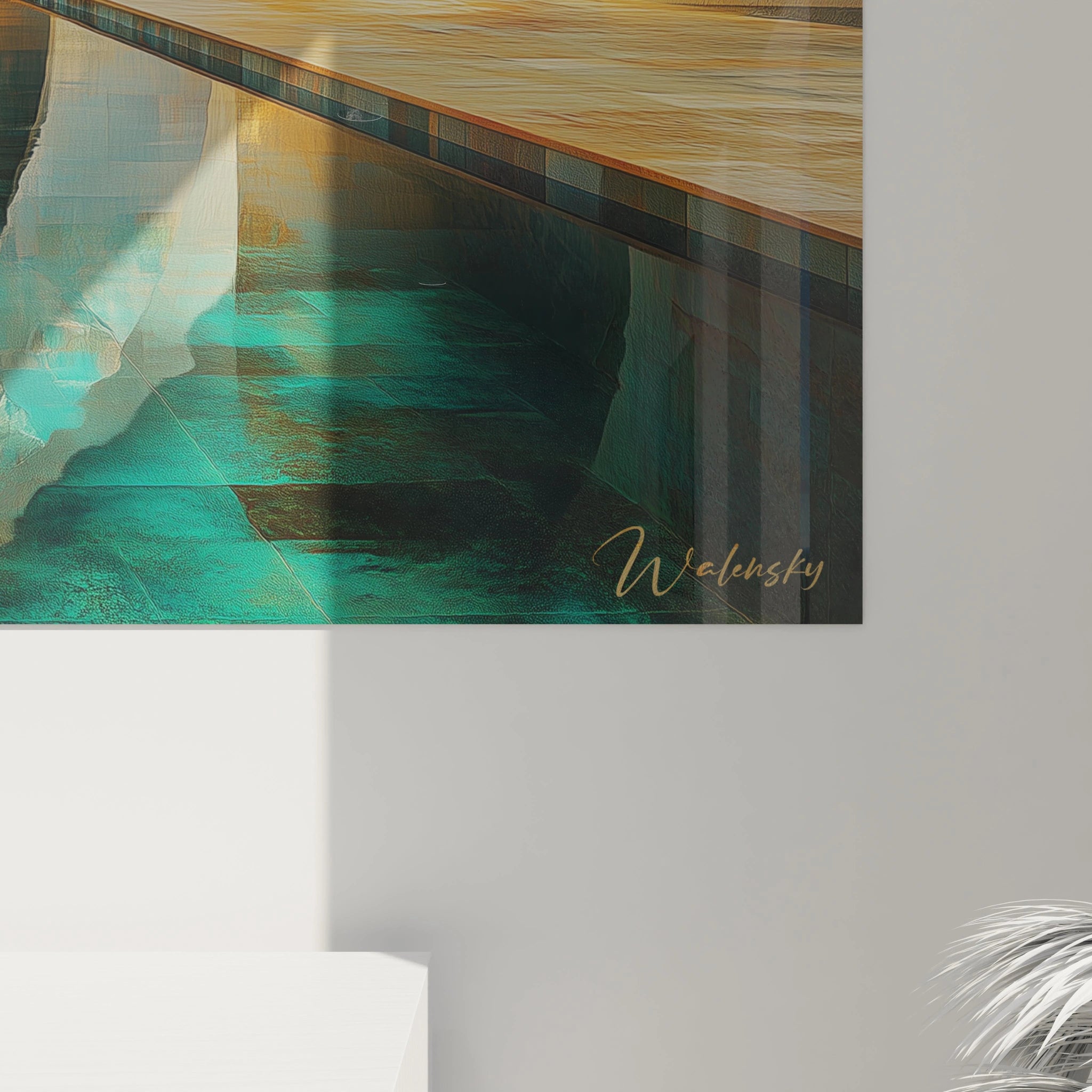 Tableau géométrique abstrait de Walensky avec des motifs modernes et des couleurs apaisantes