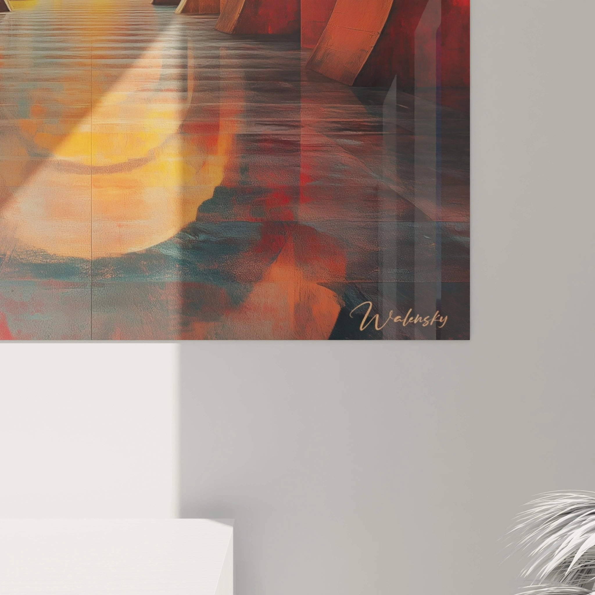 Tableau géométrique abstrait de Walensky avec des couleurs vives et des motifs modernes pour décoration intérieure