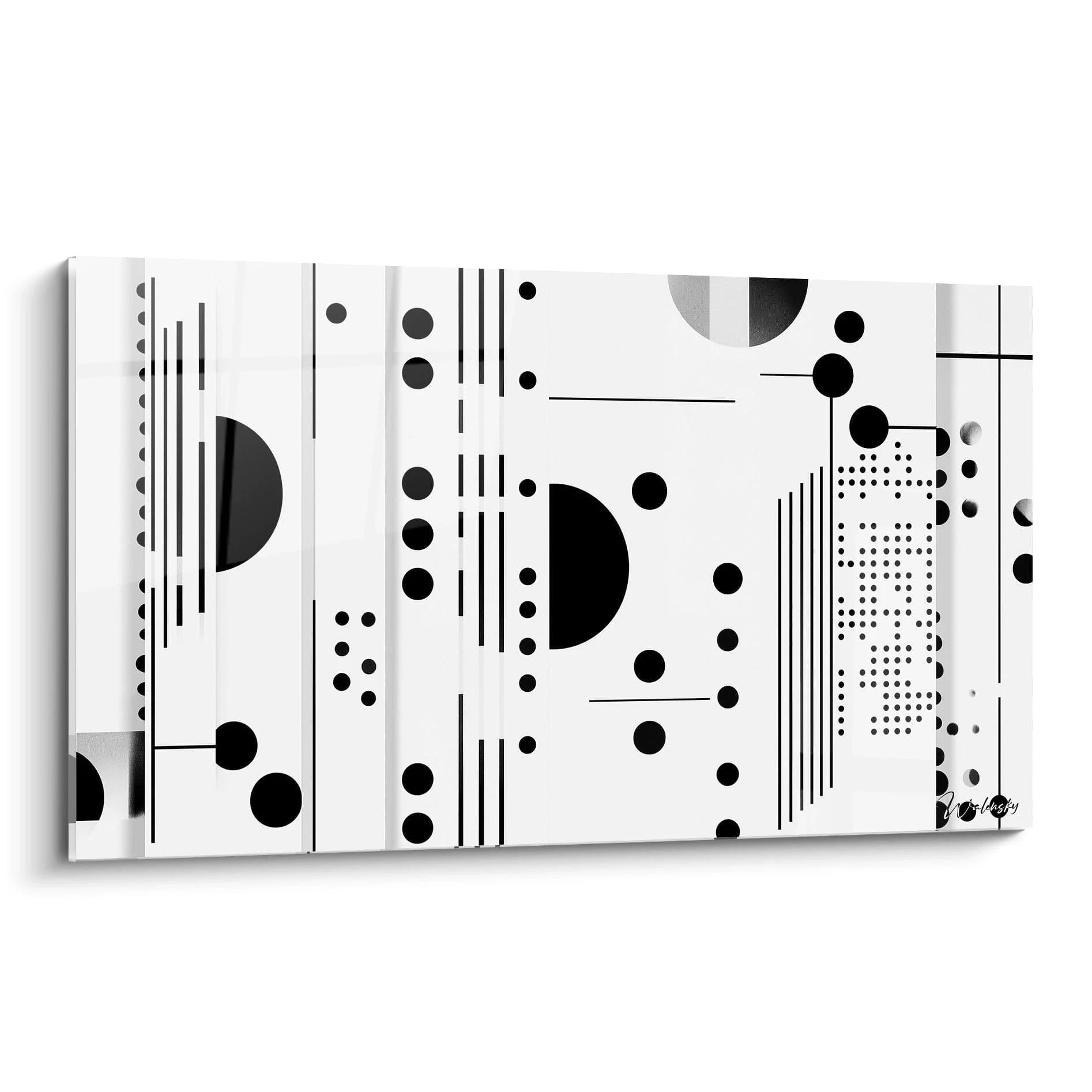 Tableau tacheté noir et blanc Walensky avec motifs géométriques modernes pour décoration intérieure