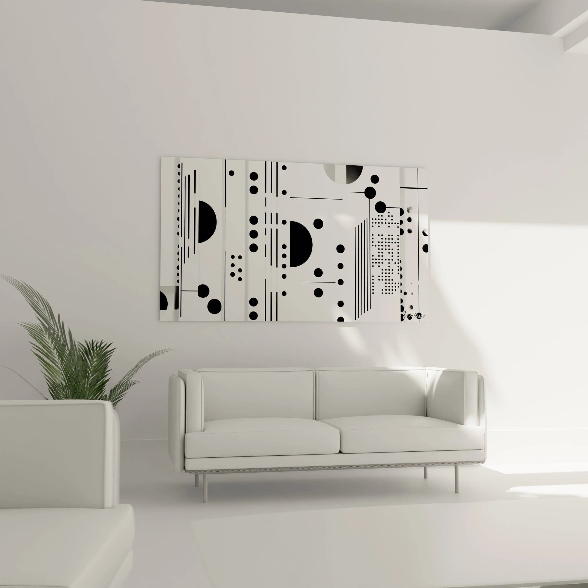 Tableau tacheté noir et blanc de Walensky, art mural moderne pour décorer votre intérieur
