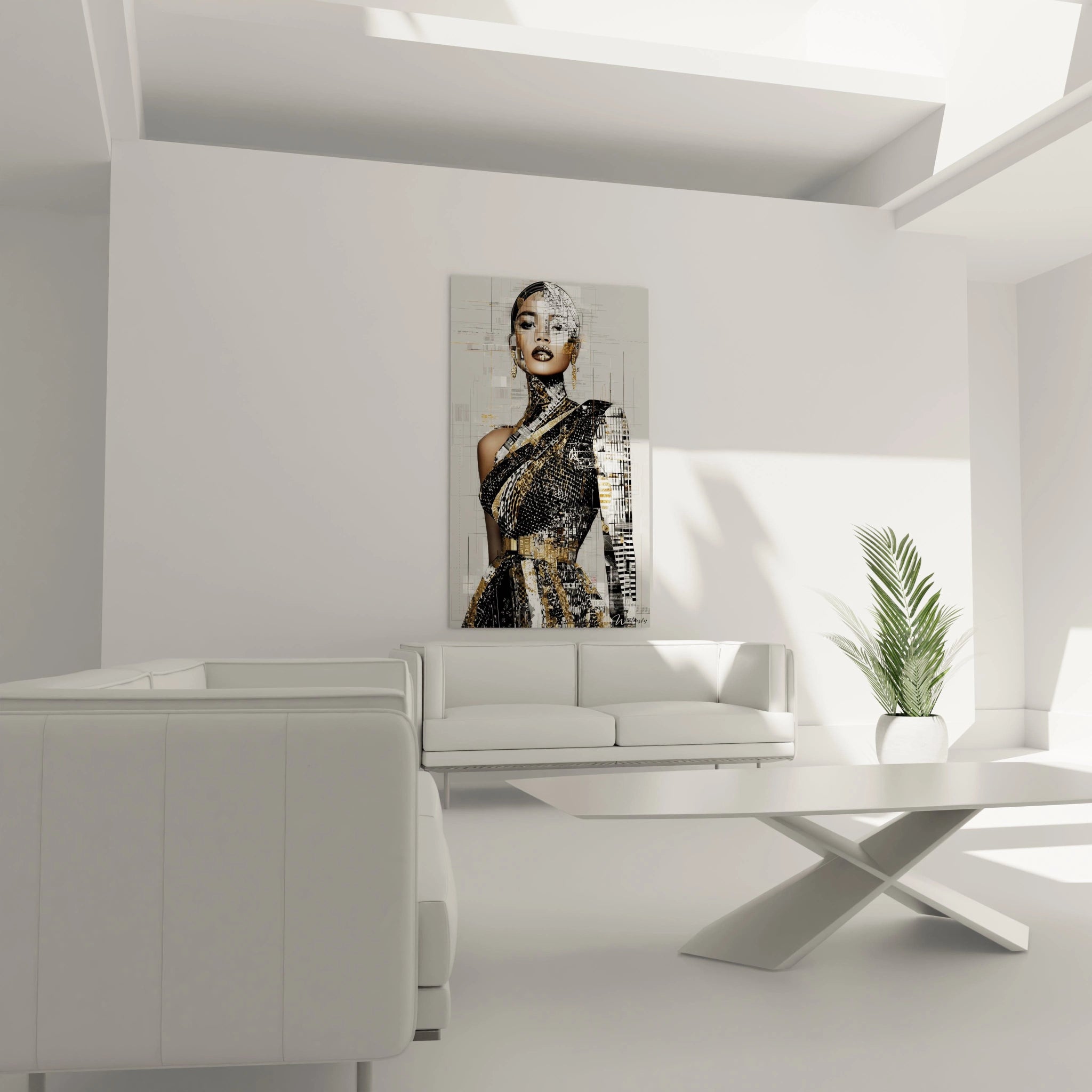 Tableau art conceptuel femme de Walensky dans un intérieur moderne avec un mobilier élégant