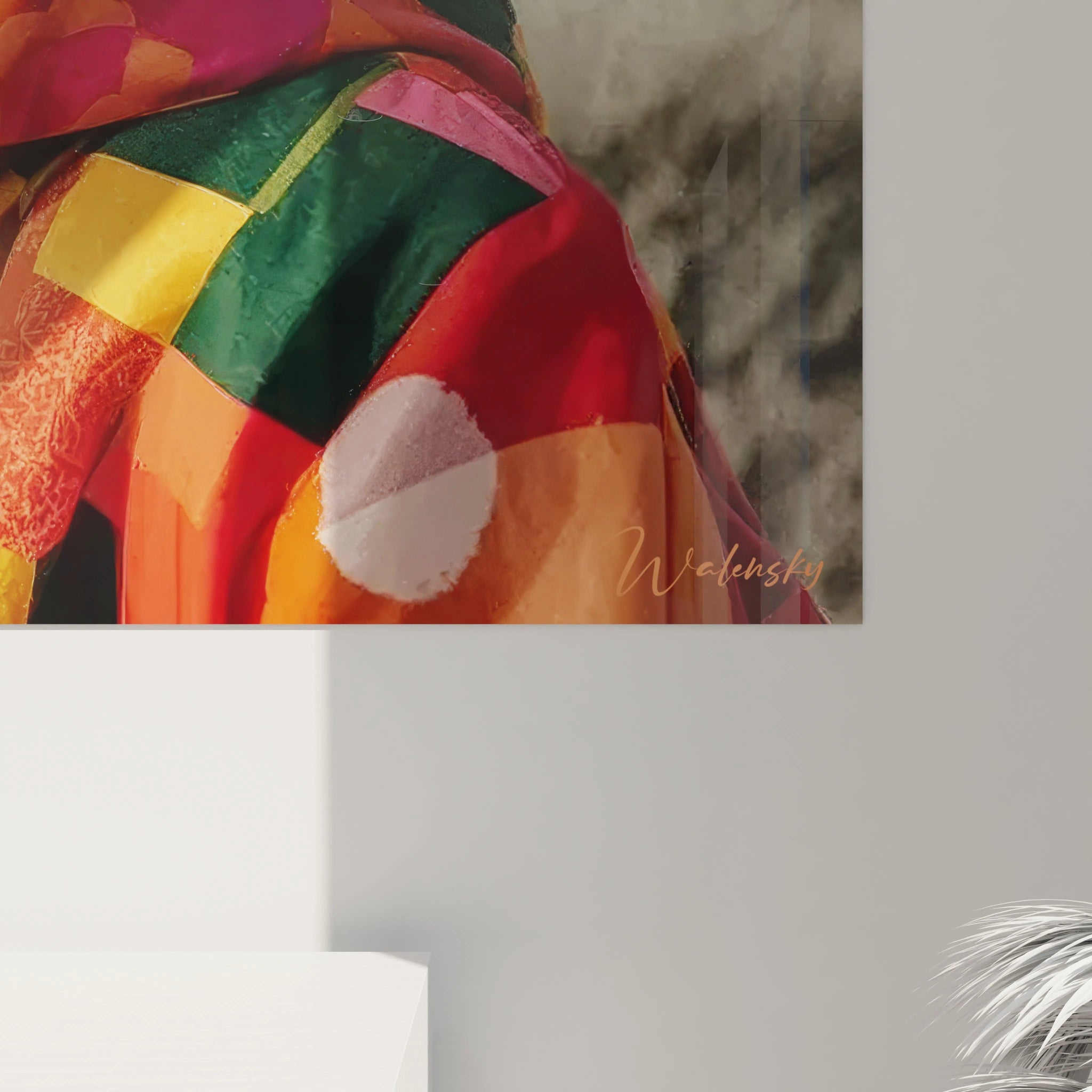 Tableau art ethnique moderne de Walensky avec des couleurs vives et des motifs géométriques