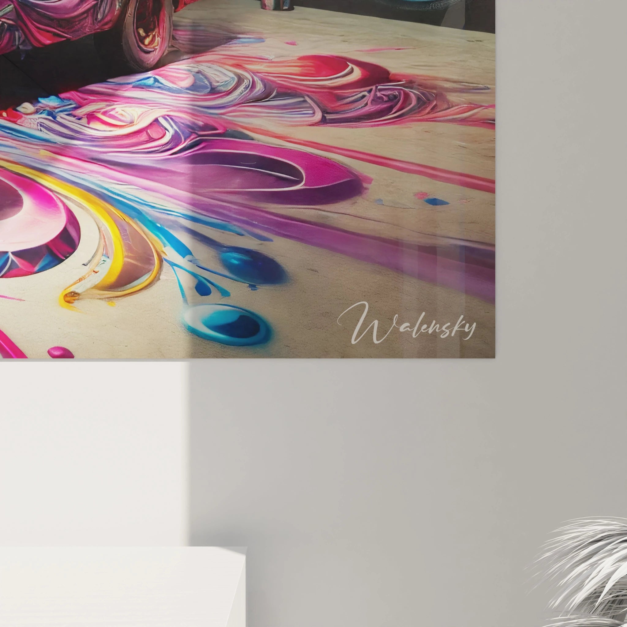 En gros plan, les details de ce tableau graffiti revelent des textures et des mouvements qui evoquent l energie brute de l art de rue, parfait pour sublimer un decor moderne et creatif.