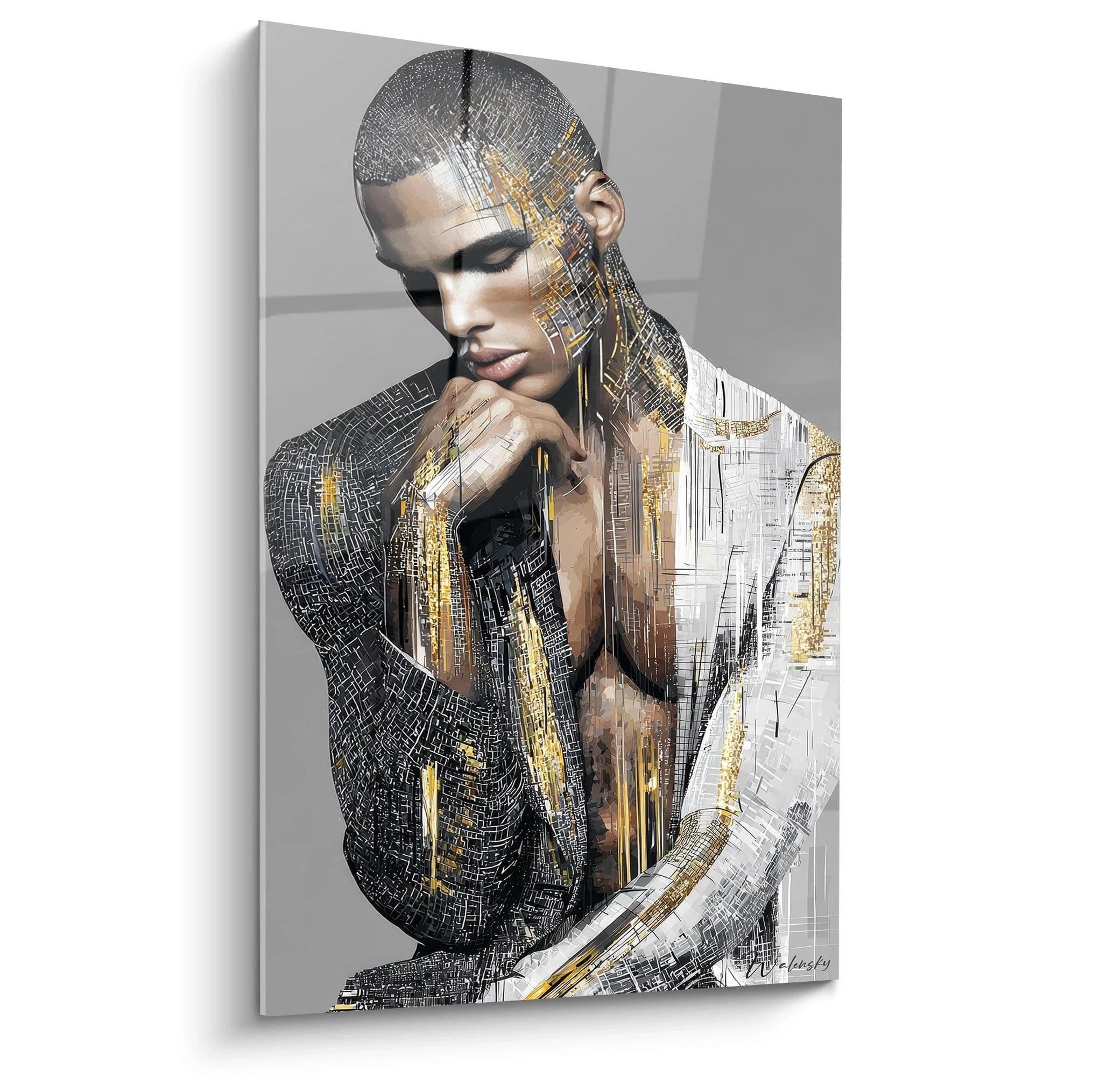 Tableau mural art numérique beauté masculine représentant un homme avec une touche moderne et stylisée