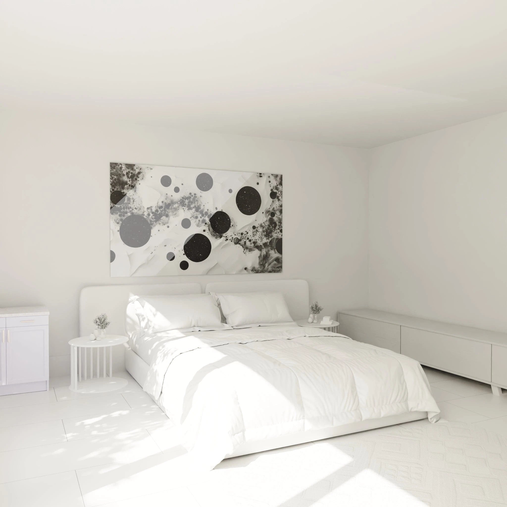 Tableau tacheté noir et blanc de Walensky, parfait pour décorer une chambre moderne et apaisante