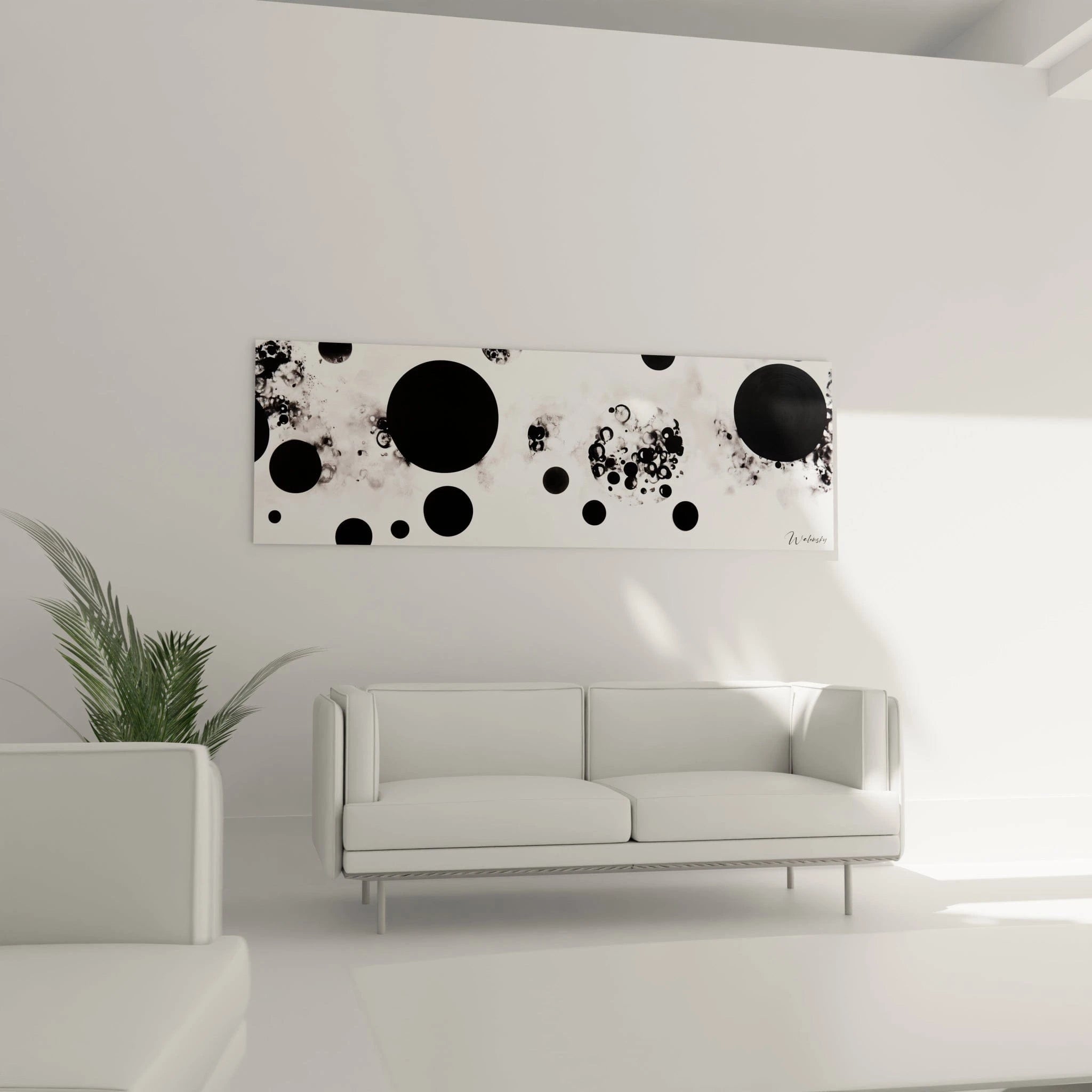 Tableau tacheté noir et blanc Walensky, décor moderne pour un intérieur élégant