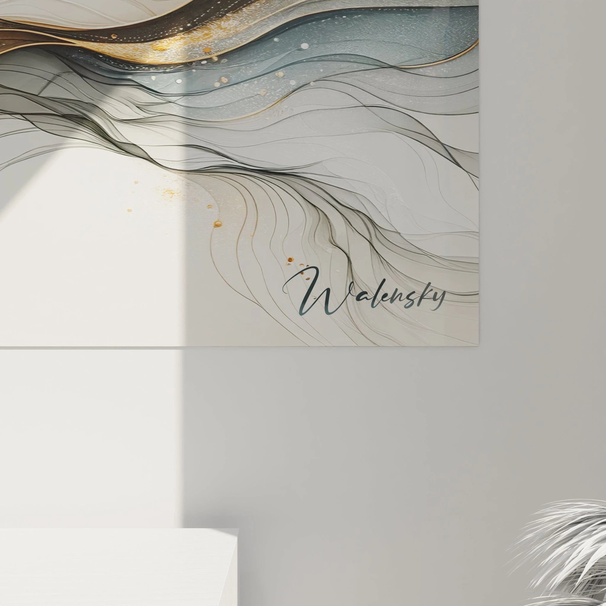 Tableau abstrait figurant des courants éthérés en dégradés de blanc ivoire et gris anthracite. Touches d'or disposées stratégiquement le long des courbes. Surface texturée par des strates diaphanes et filaments sinueux créant une composition aérienne.
RetryClaude can make mistakes. Please double-check responses.