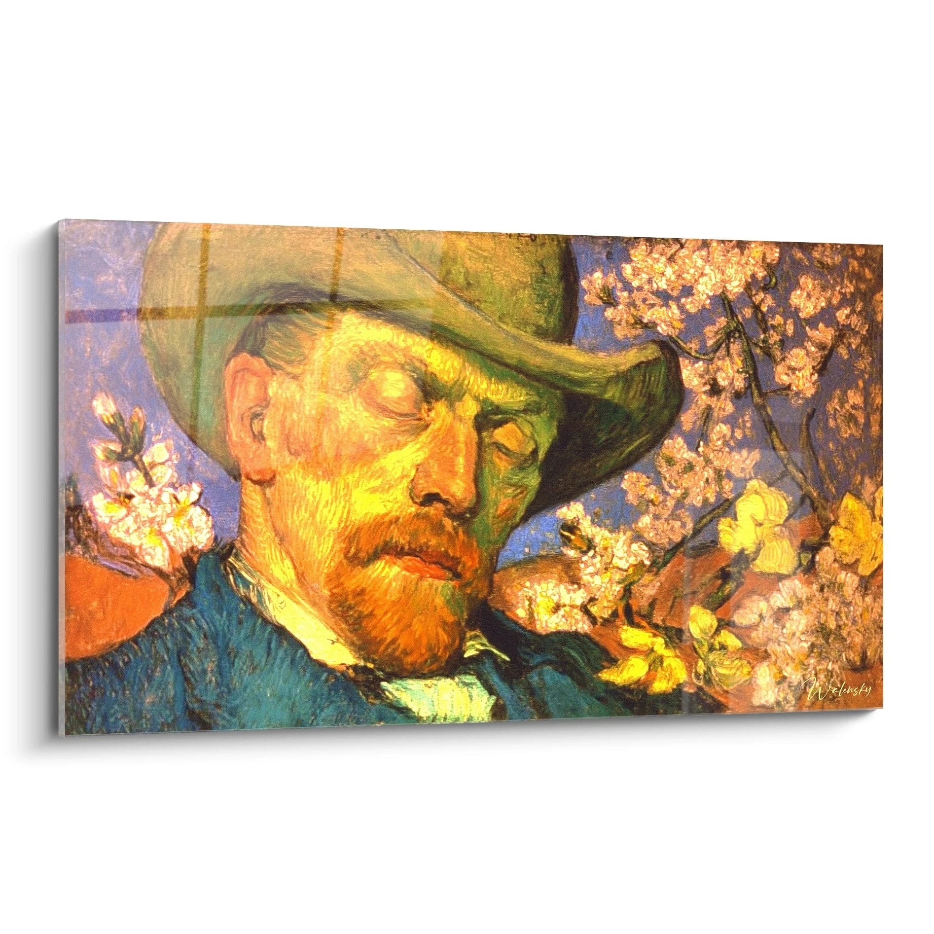 tableau autoportrait post impressionnisme Walensky toile murale colorée visage au chapeau