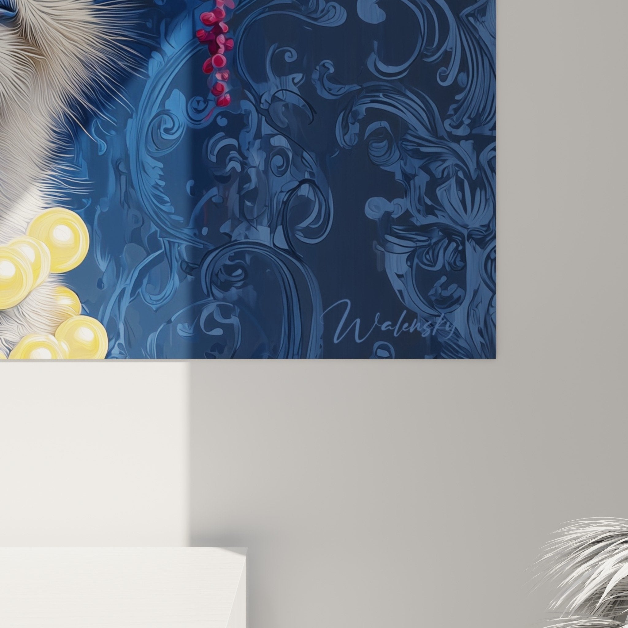 Gesamtansicht Strauß-Gemälde aristokratischer Wandkunst Wohnzimmer Wanddekoration barocke Tiermalerei
