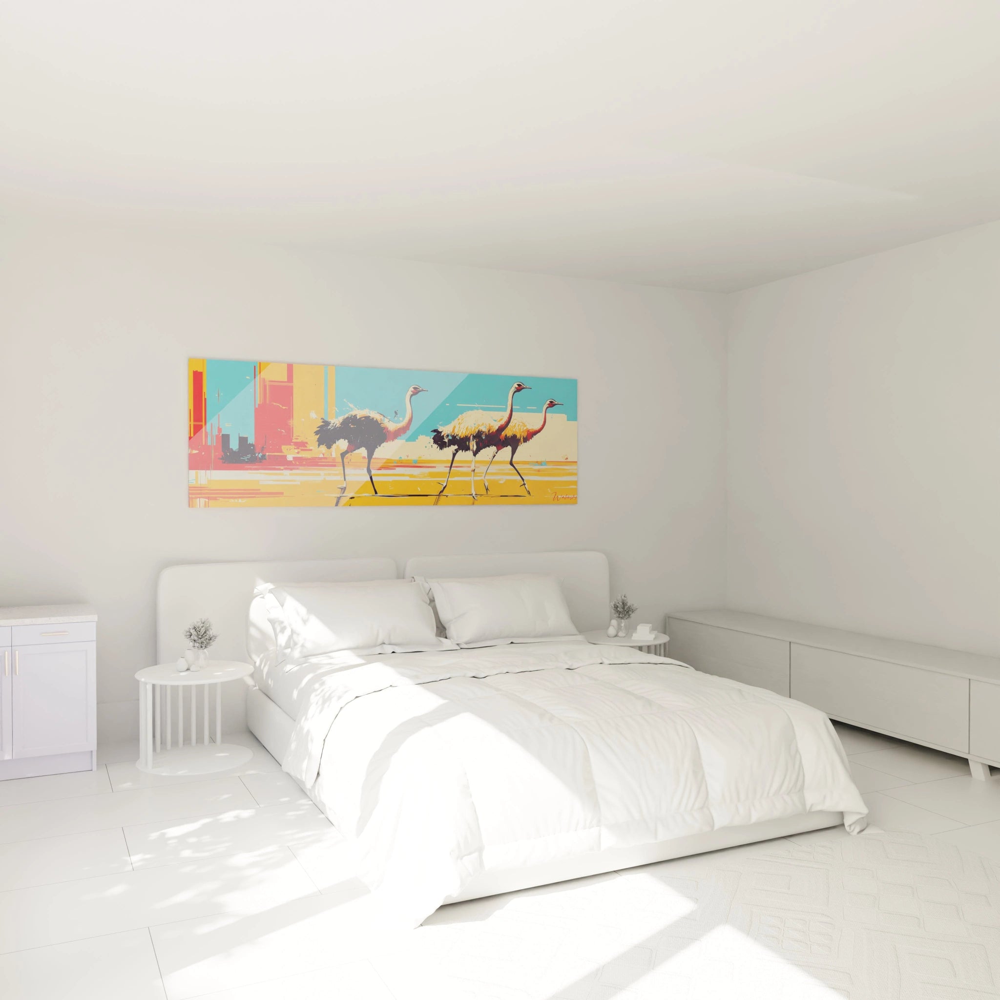 Tableau mural Walensky représentant des autruches dans un paysage coloré pour une décoration moderne