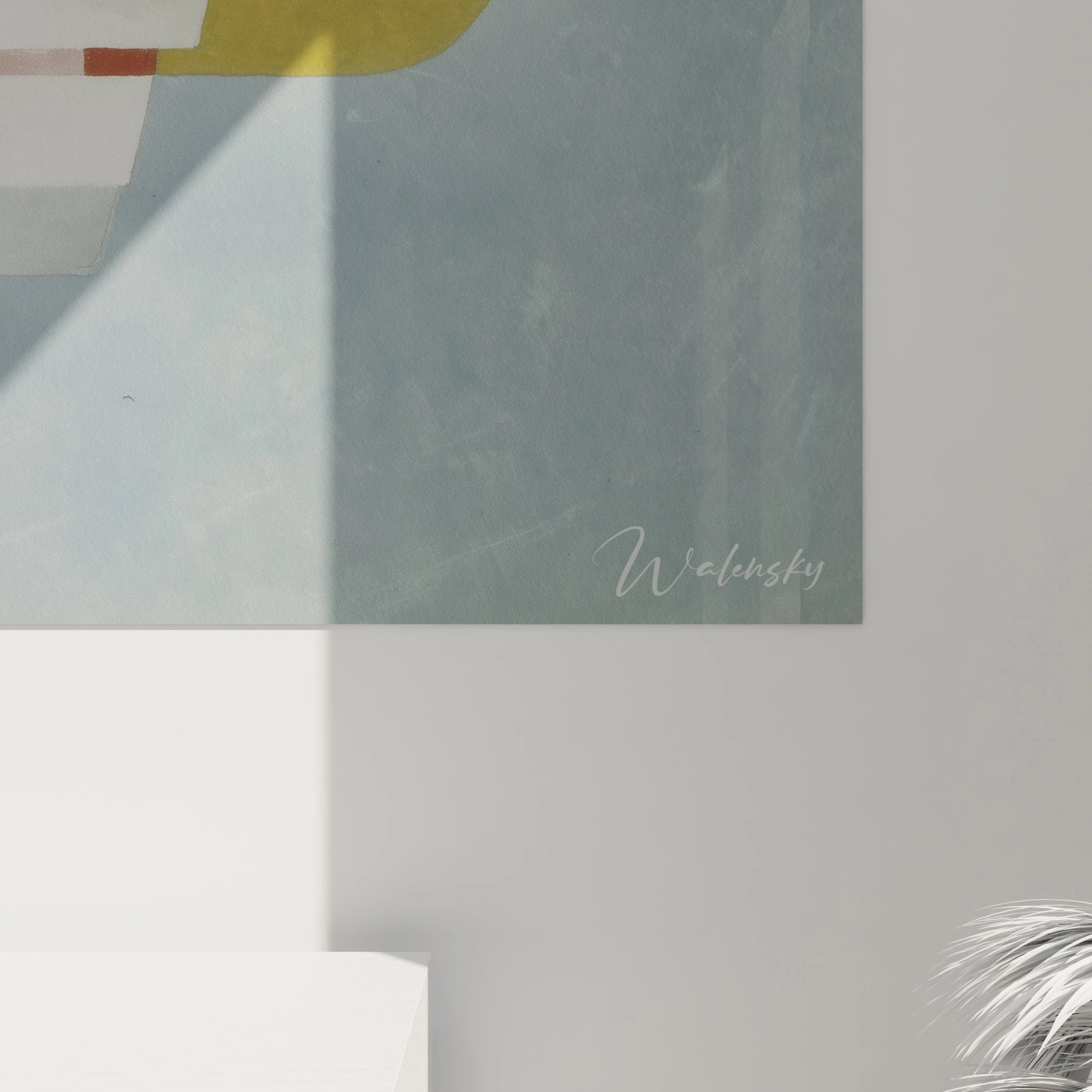 Tableau mural Walensky motif avion géométrique signé, tableau avion constructivisme pour décoration murale moderne