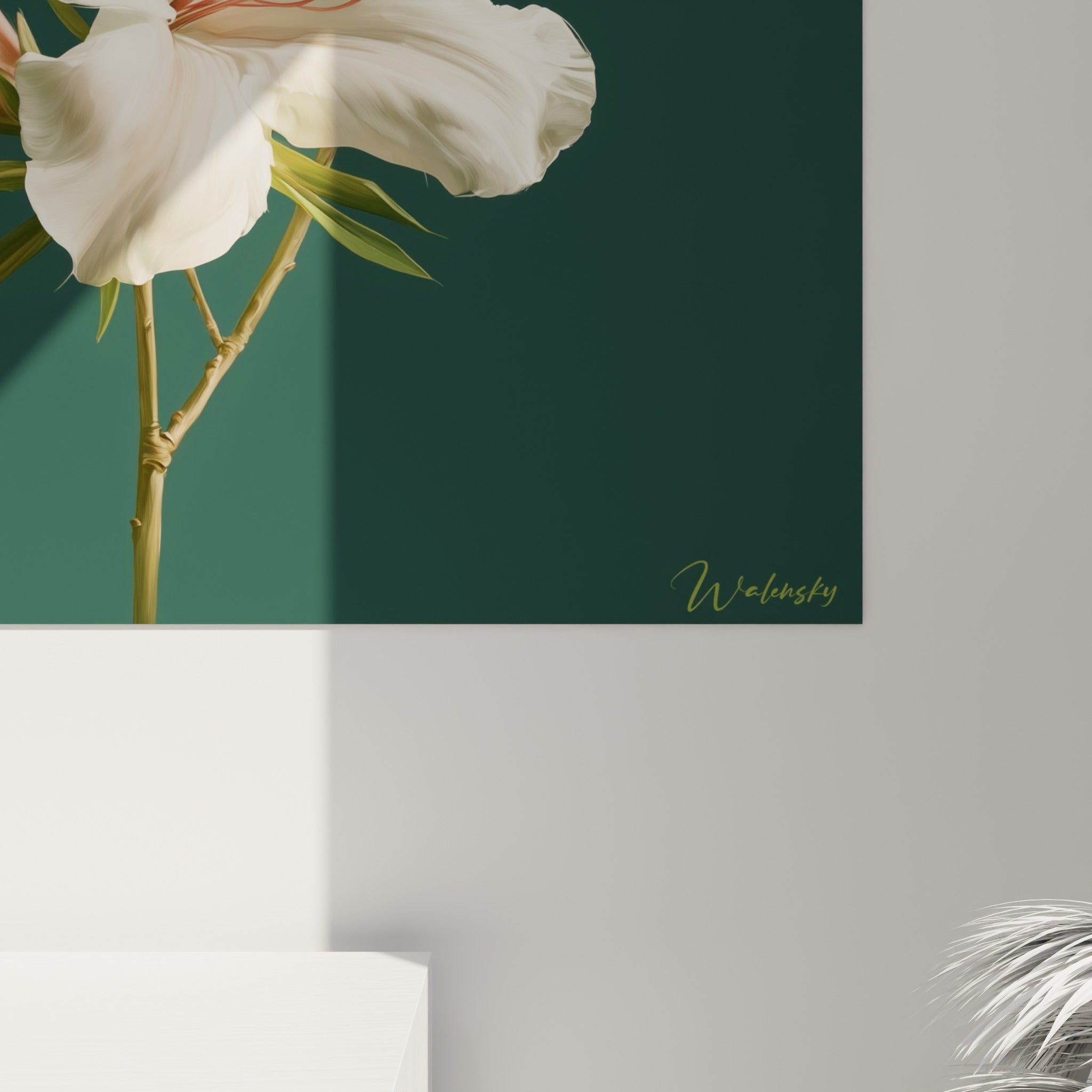 Grain et nuances de blanc et corail des pétales d'azalée vus de près sur toile