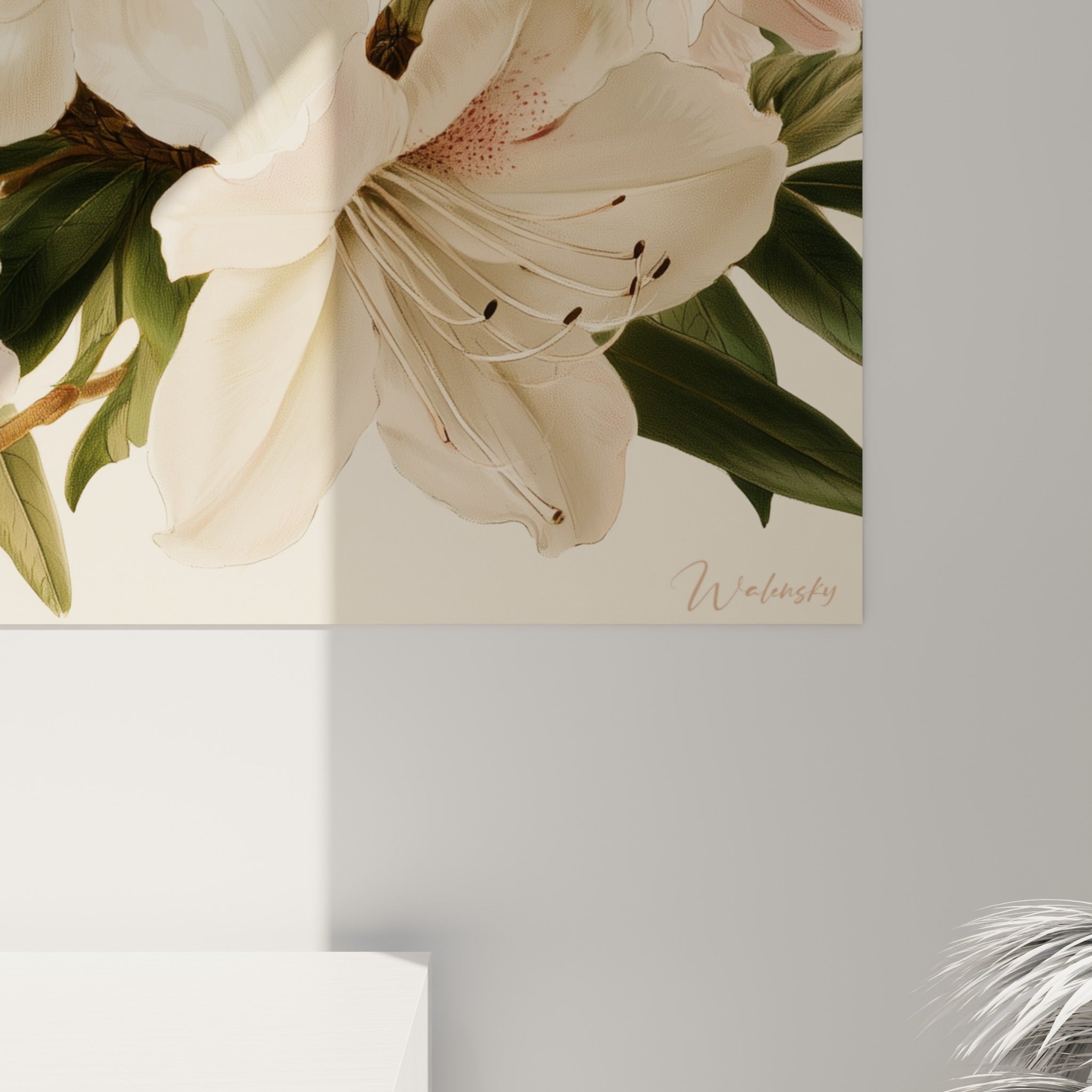 Détail des pétales d'azalée montrant les nuances roses et blanches et le grain de la texture picturale