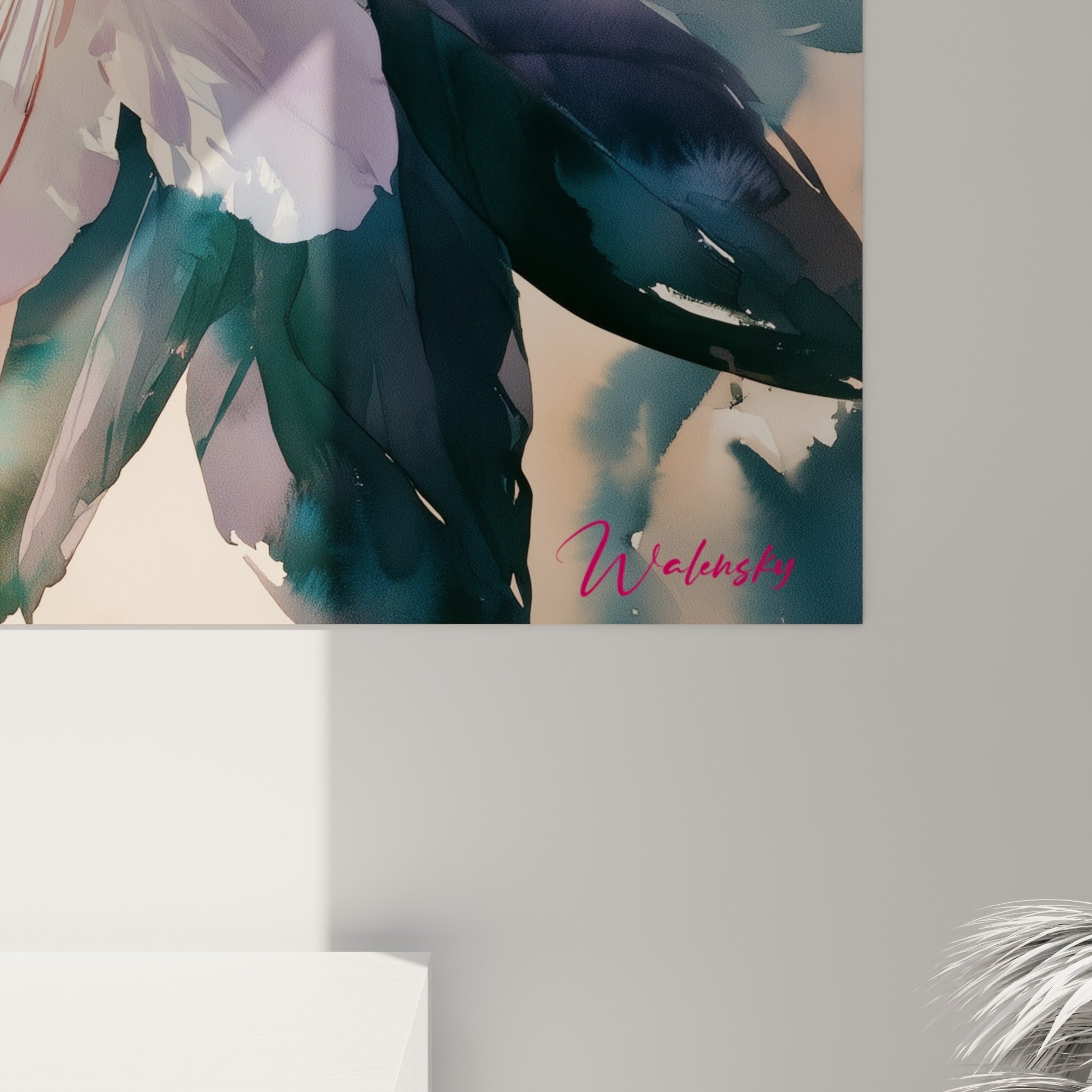 Détail des pétales d'azalée rose et blanc laissant voir les empâtements et coulures de l'aquarelle