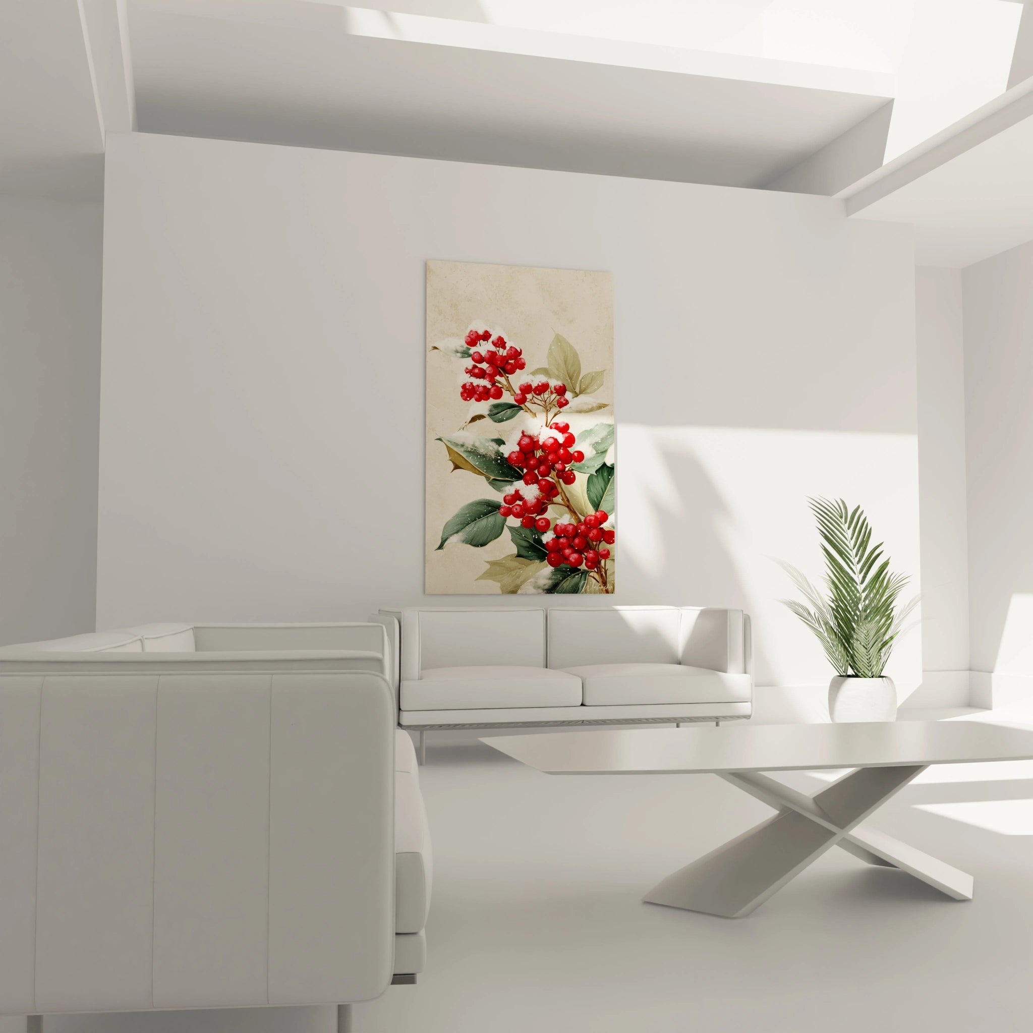 Tableau mural baies rouges Noël de Walensky, idéal pour la décoration festive intérieure