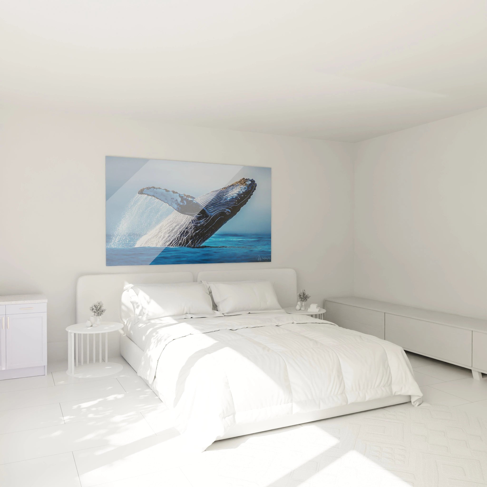 Tableau baleine Walensky représentant une scène marine apaisante dans une chambre lumineuse