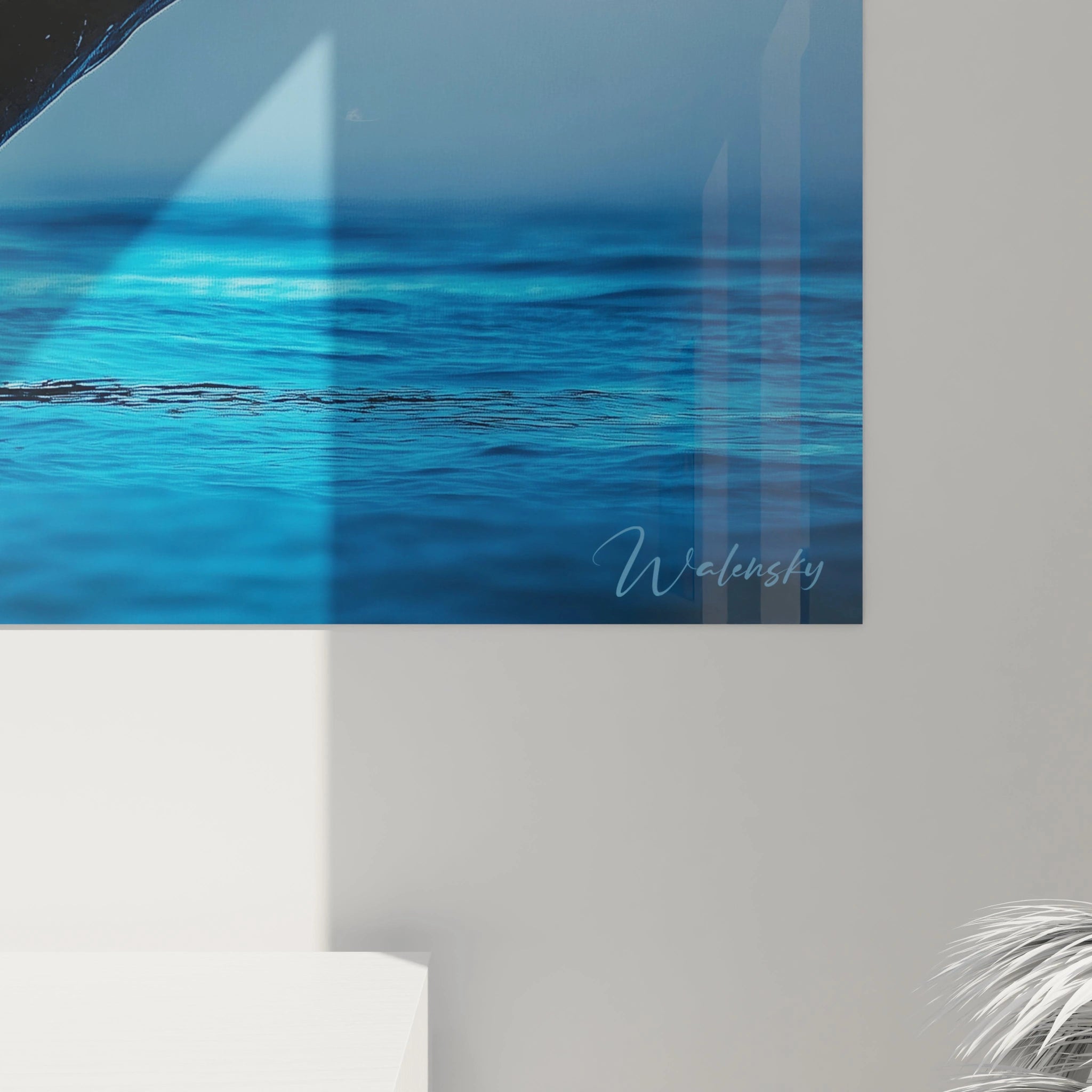 Tableau baleine de Walensky représentant une majestueuse baleine nagent dans l'océan bleu