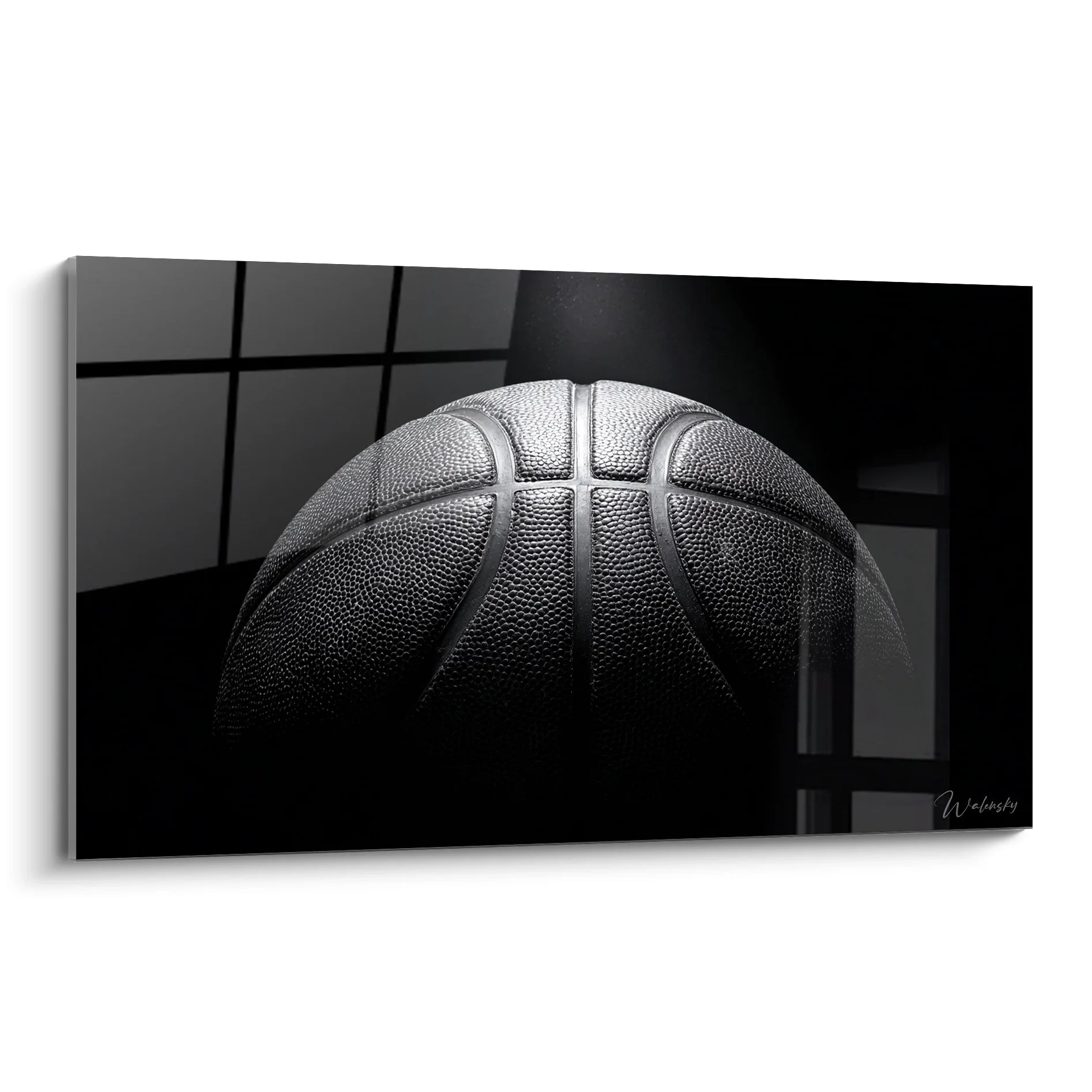 Tableau ballon de basket noir et blanc artistique pour décoration murale moderne