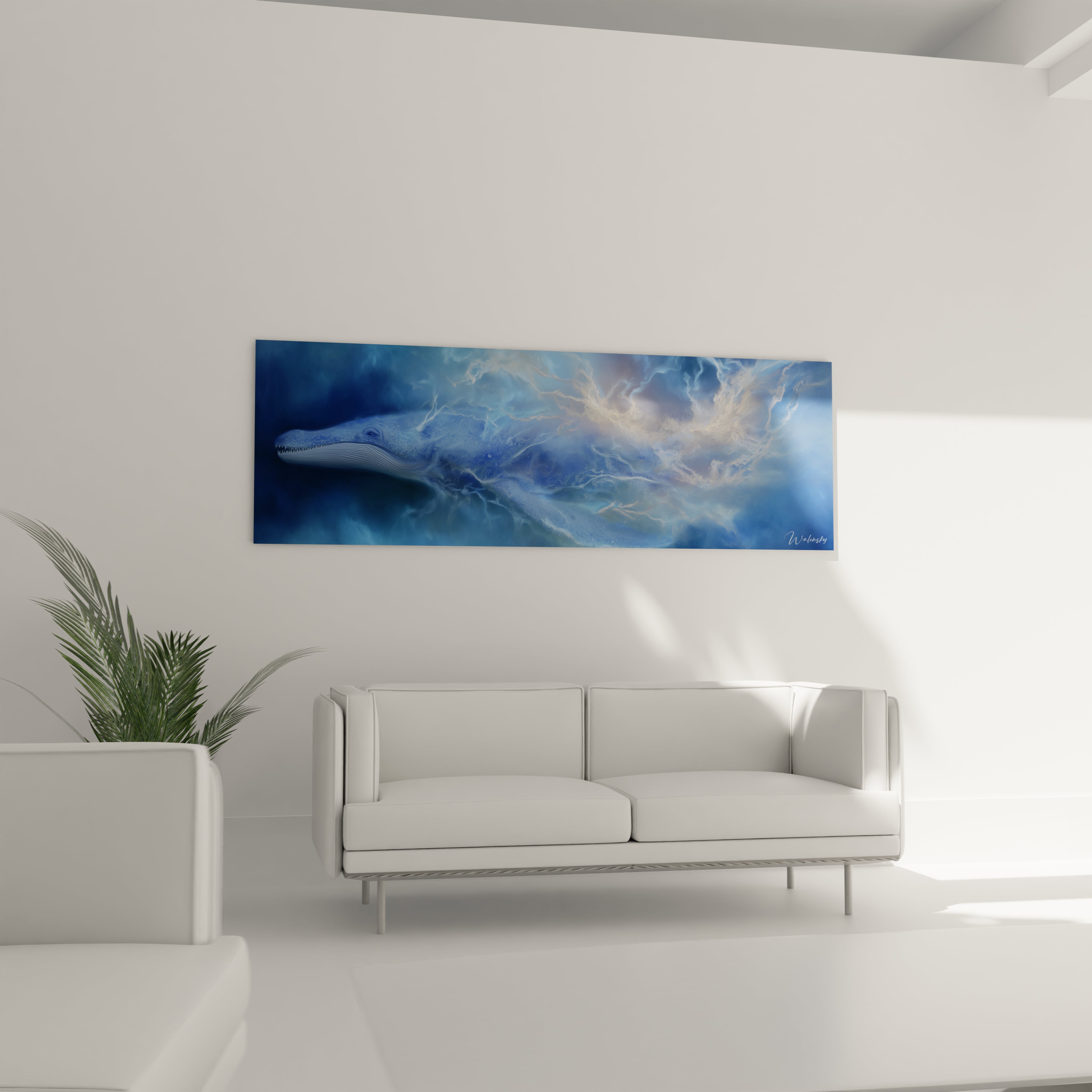 Gros plan tableau Basilosaurus montrant les détails de la créature marine antique dans les eaux primitives