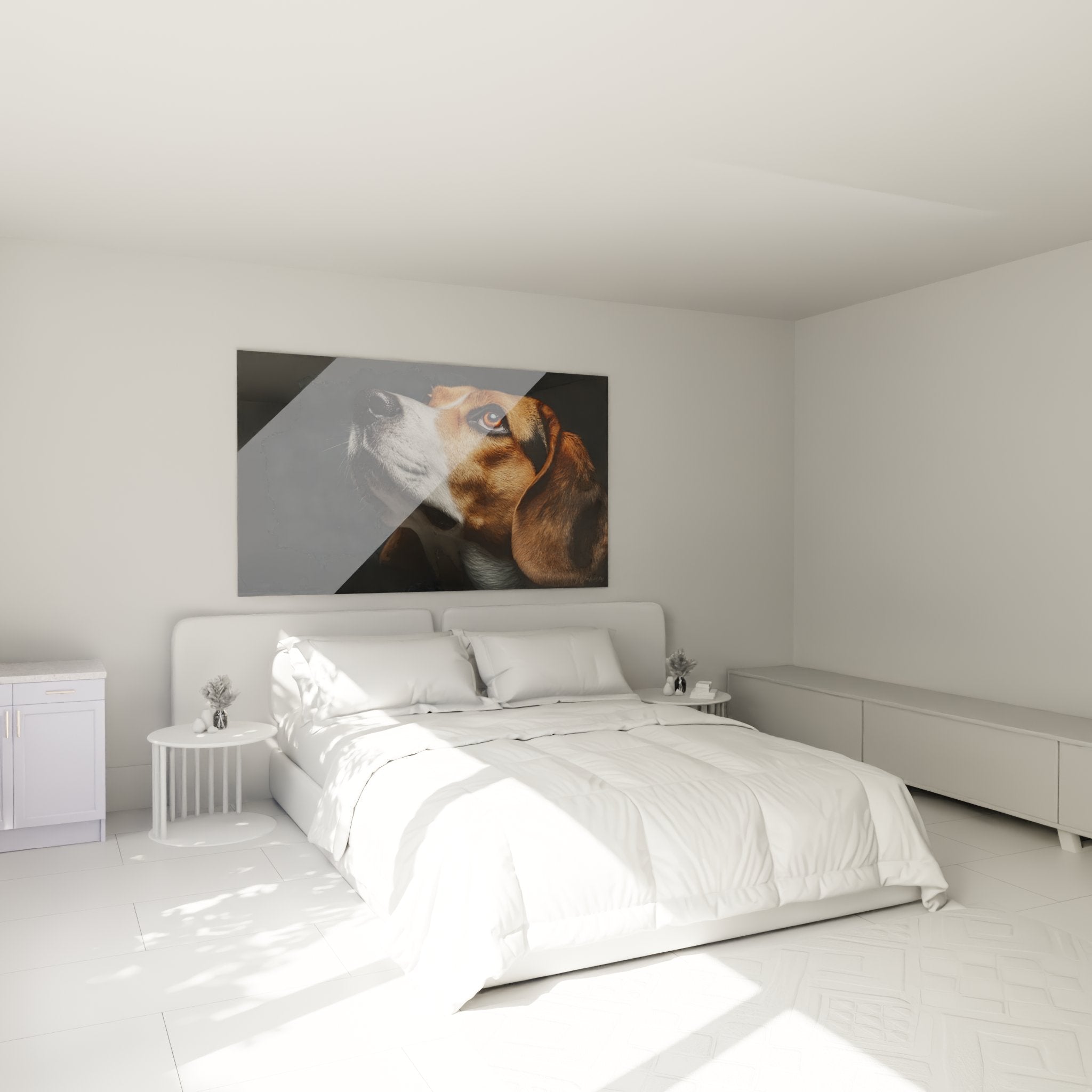 Beagle-Porträt Wanddekoration Schlafzimmer Gemälde ergreifender Blick warme Atmosphäre