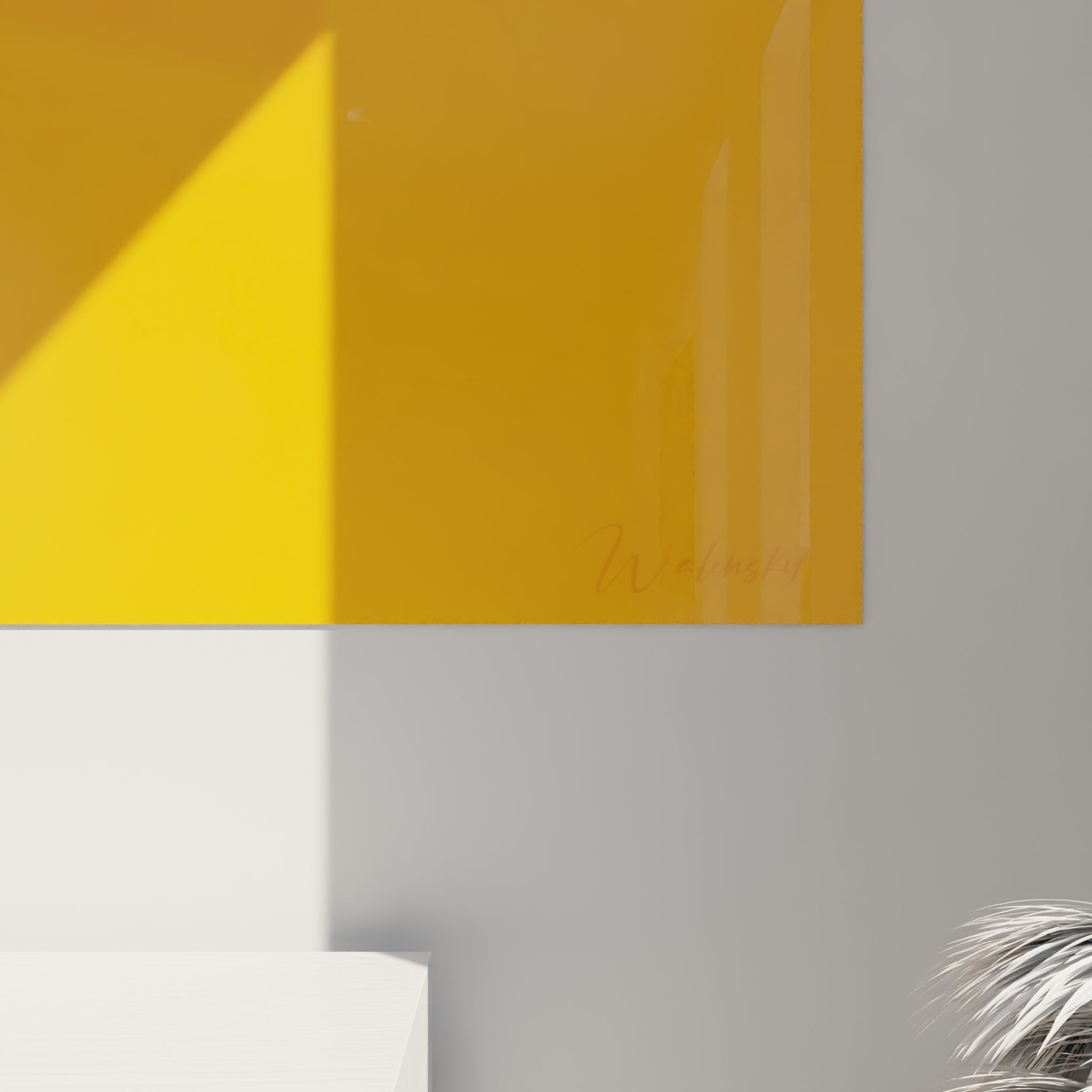 Mise en scene tableau beagle orange salon contemporain decoration art animalier moderne