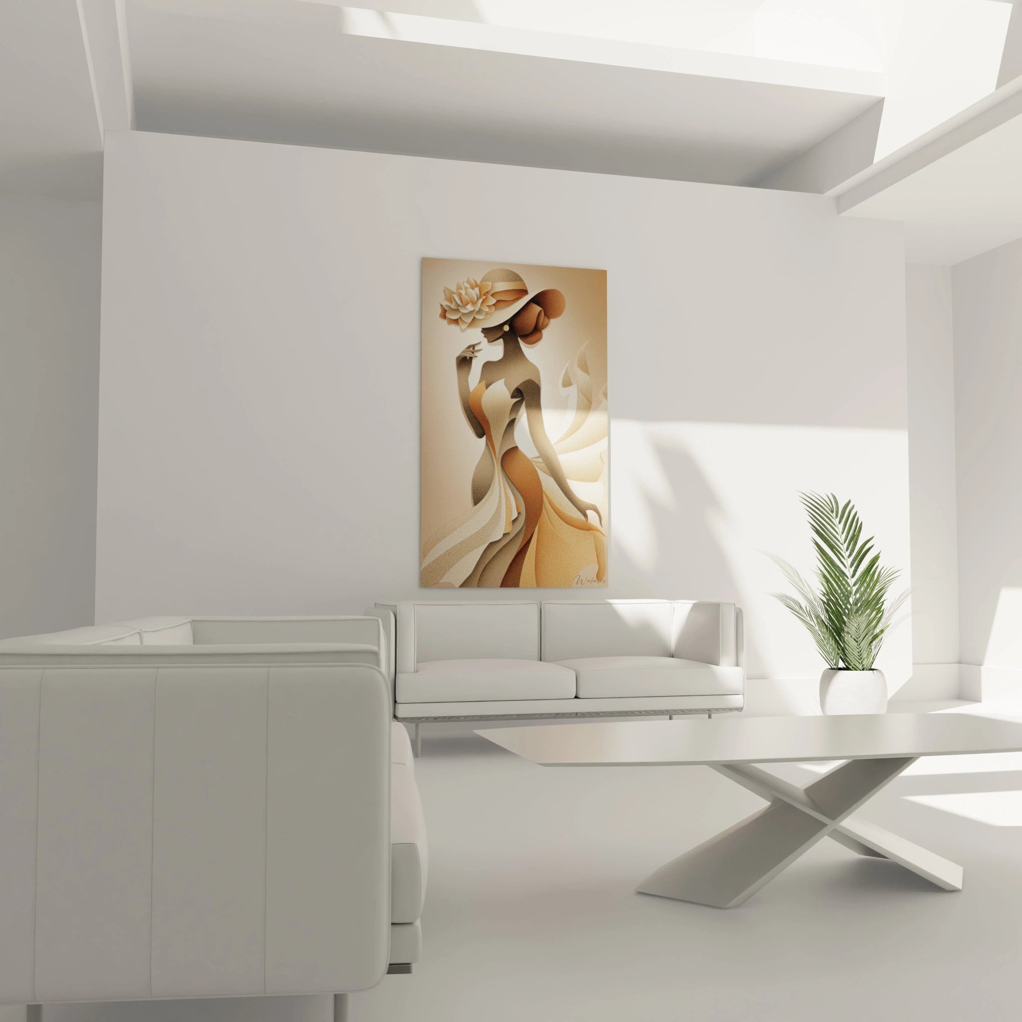 Tableau femme années 20 de Walensky, mettant en avant une silhouette élégante dans un intérieur moderne