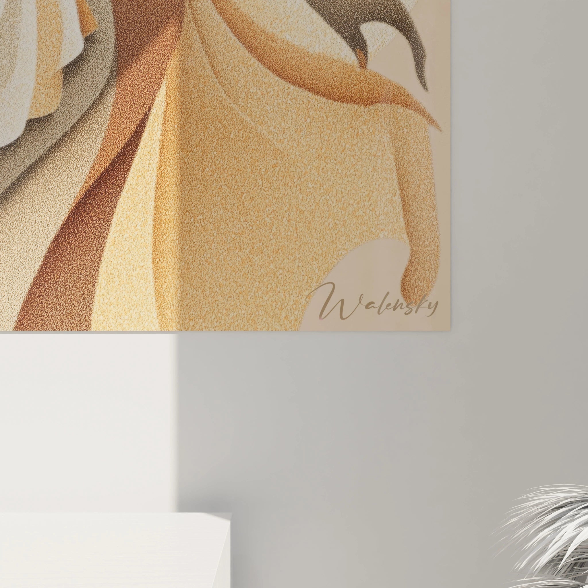 Tableau mural femme années 20 de Walensky avec des tons dorés et des motifs artistiques élégants