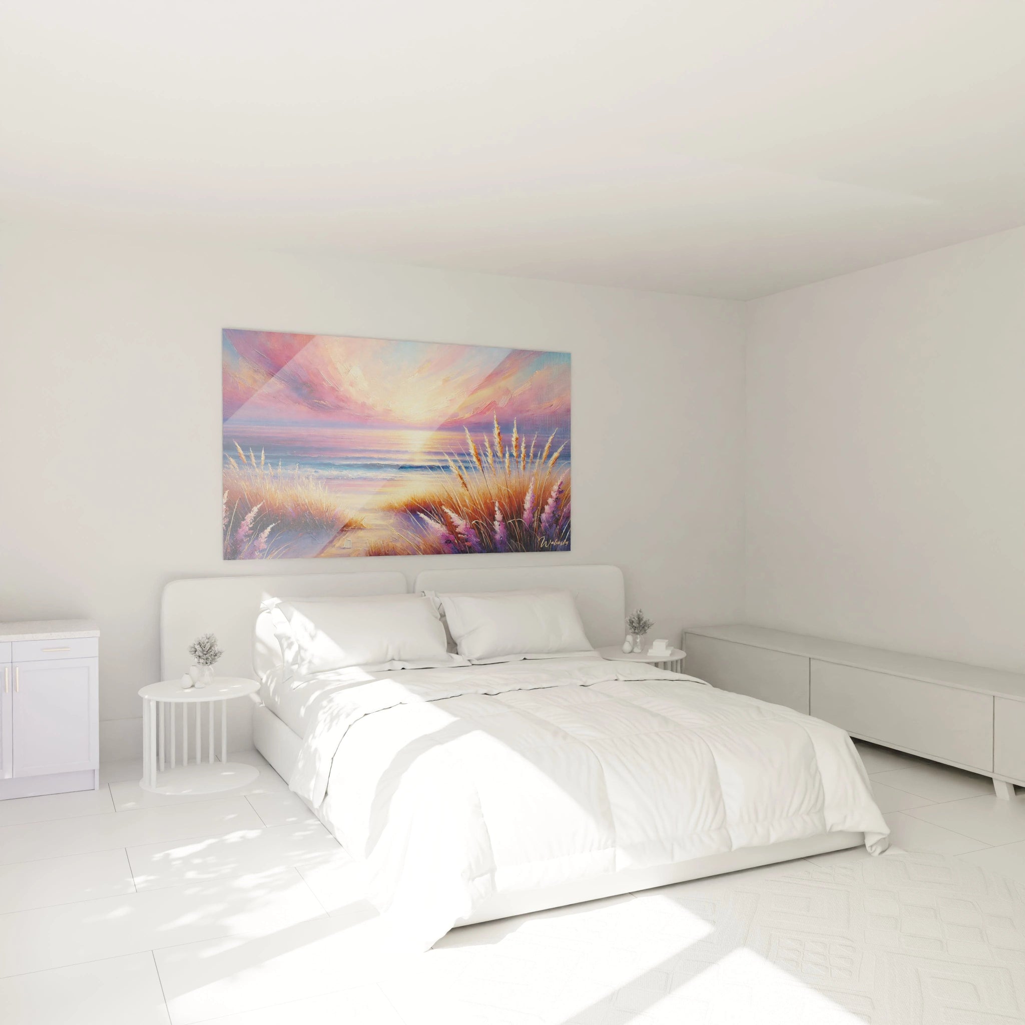 Ce tableau Mer embellit une chambre, accroché au-dessus du lit, apportant chaleur et éclat à votre espace. Plongez dans l'atmosphère apaisante d'un coucher de soleil.