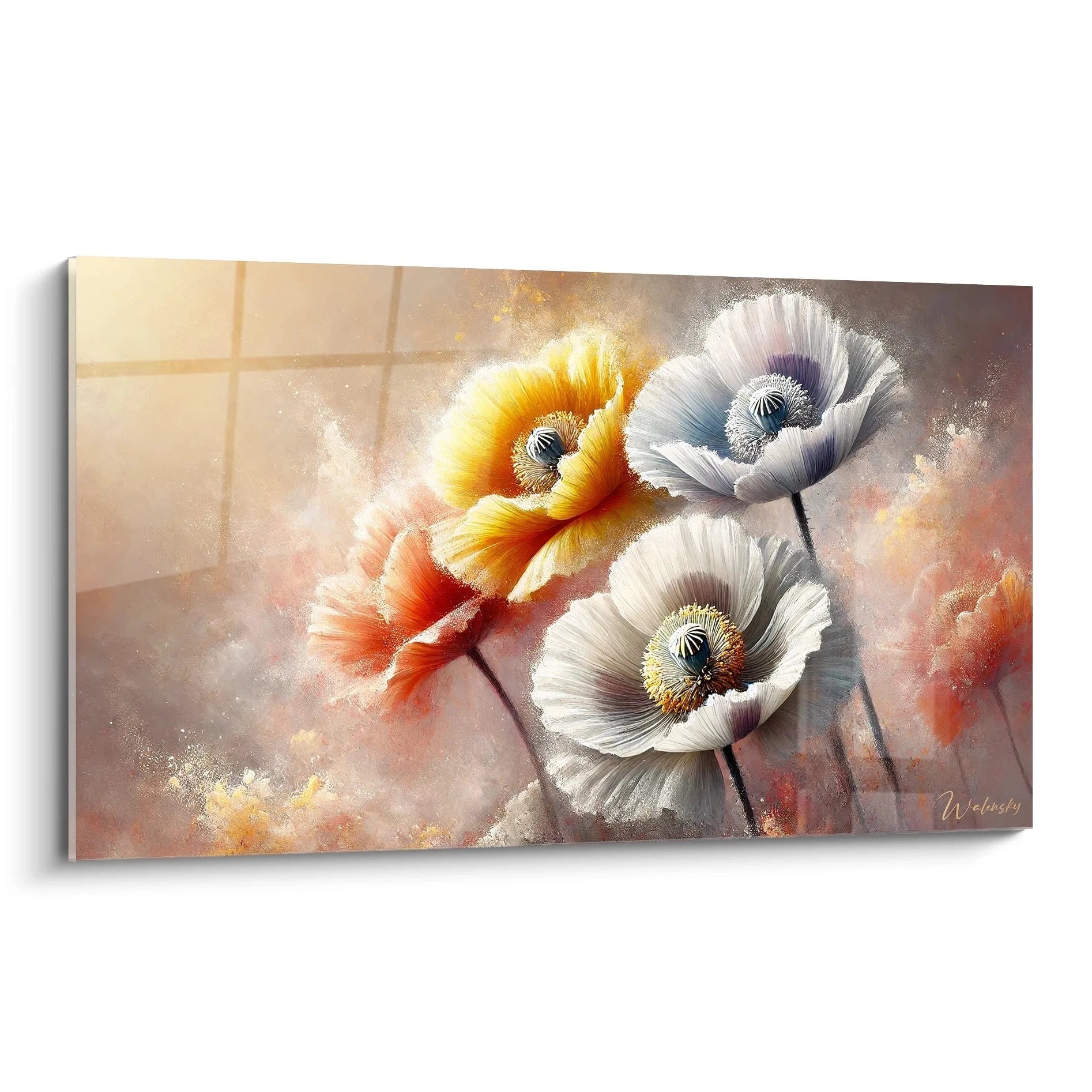 Tableau Fleur vu de biais capturant l essence ephemere de la nature en fleurs Une oeuvre contemporaine vibrant de nuances qui evoque la fragilite et la grace de chaque petale