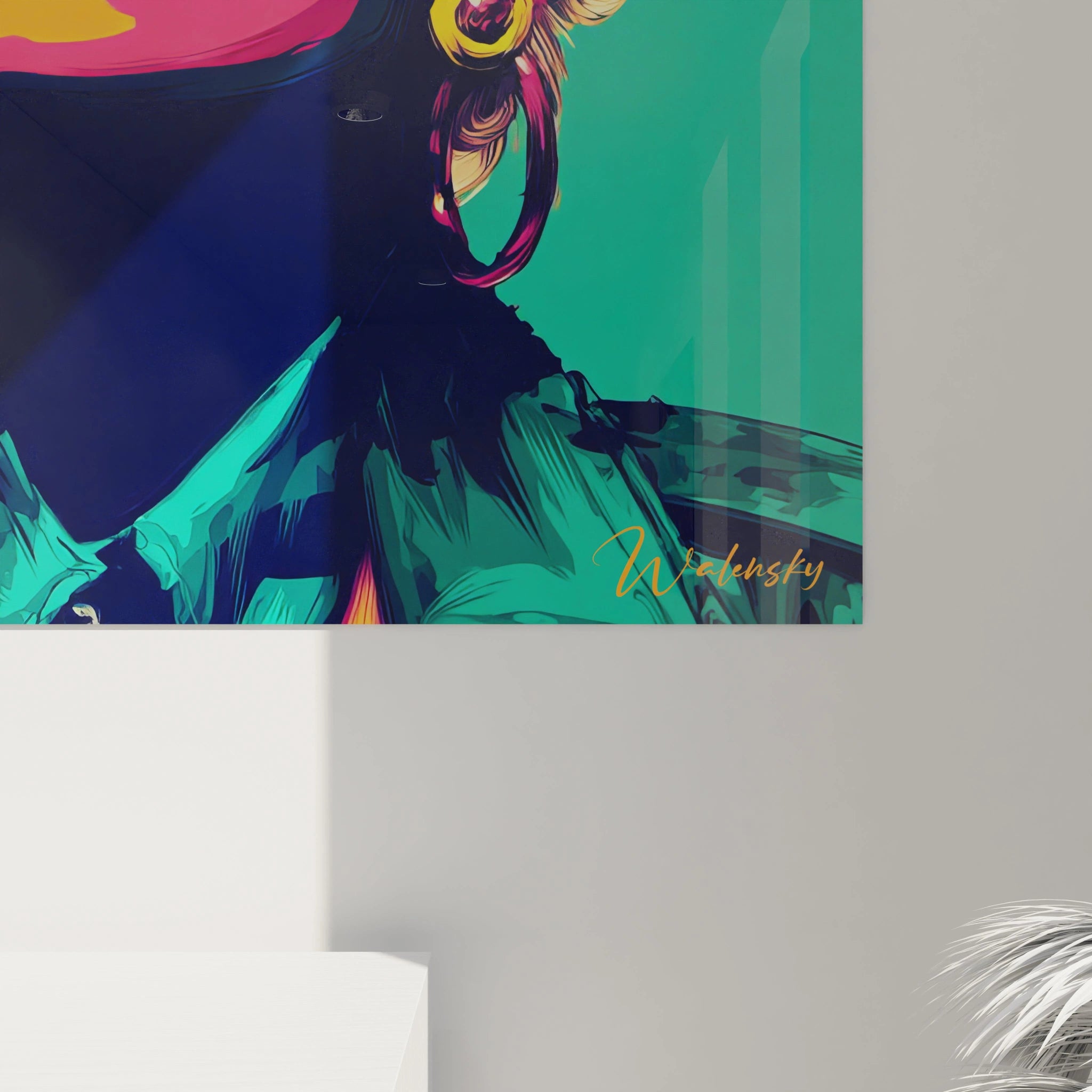 Tableau beauté féminine vintage de Walensky avec des couleurs vibrantes et un style artistique unique