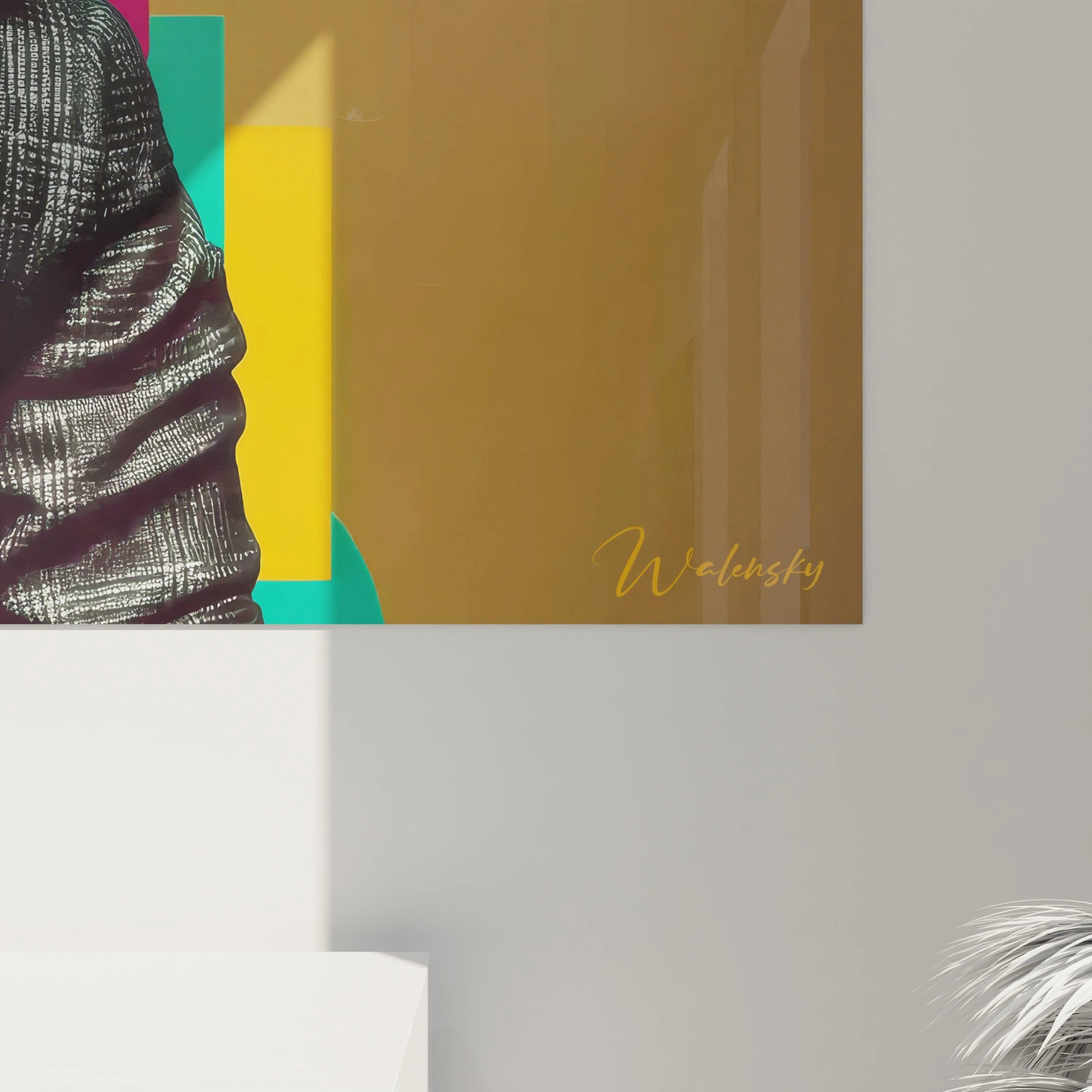 Tableau beauté masculine de Walensky avec des couleurs vibrantes et un style artistique moderne