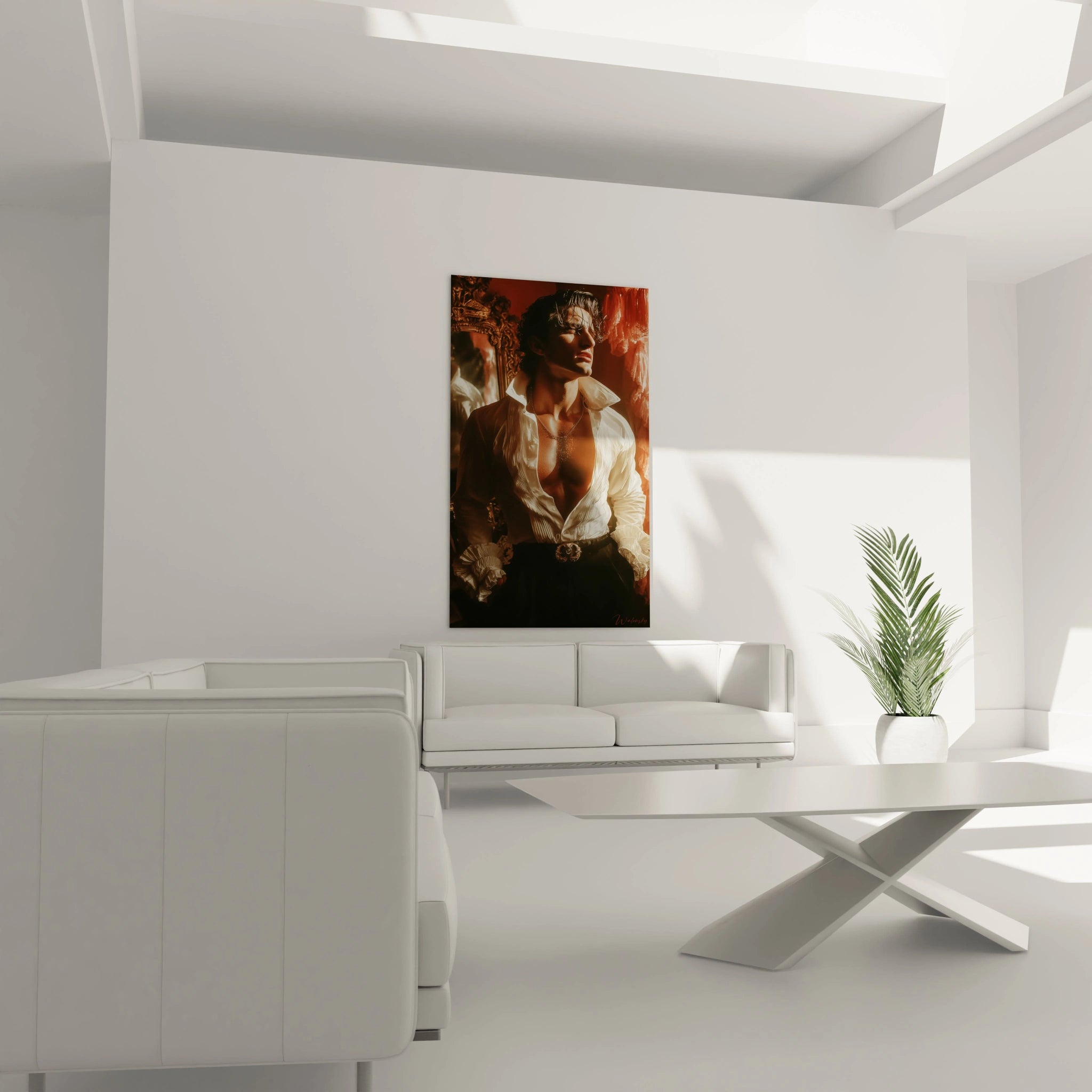 Tableau beauté masculine de Walensky représentant un homme dans un intérieur moderne et esthétique