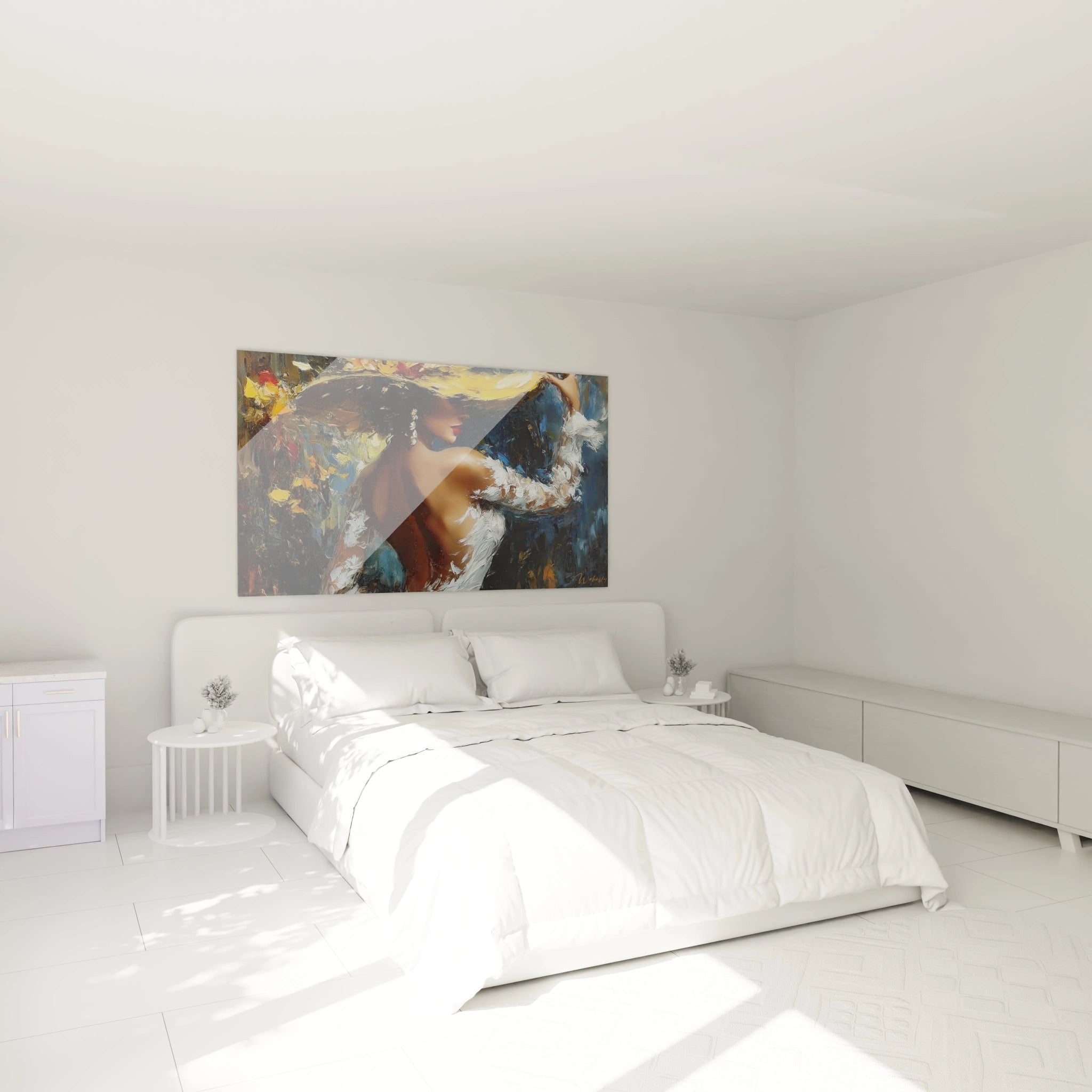 Tableau mural Walensky représentant une femme dans un décor coloré, idéal pour la décoration intérieure