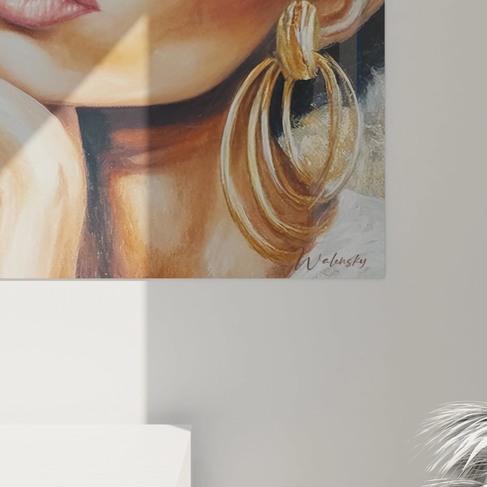 Tableau mural femme chic de Walensky, portrait artistique avec des bijoux élégants et un style moderne