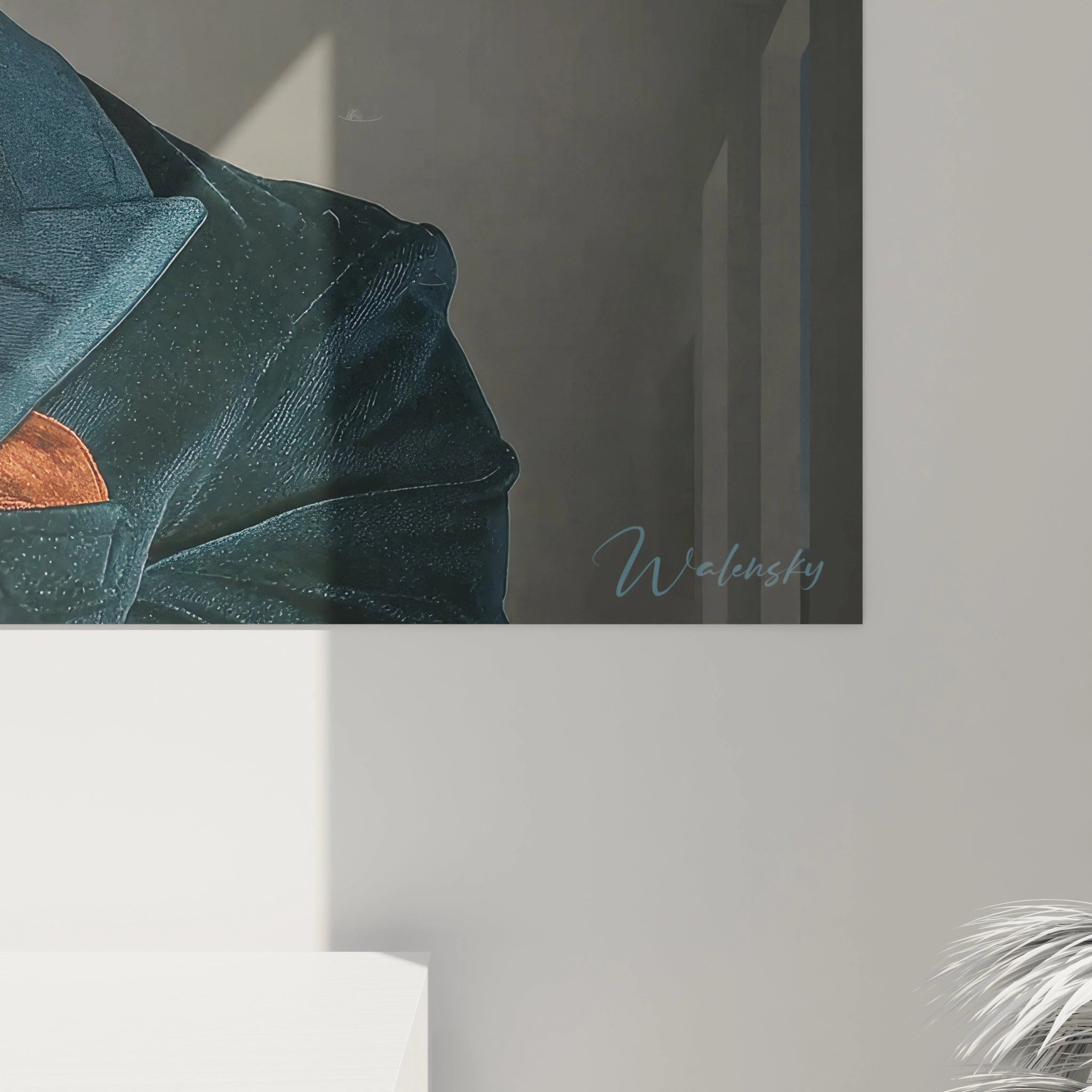 Tableau beauté masculine de Walensky, représentant un homme en costume élégant sur fond contemporain